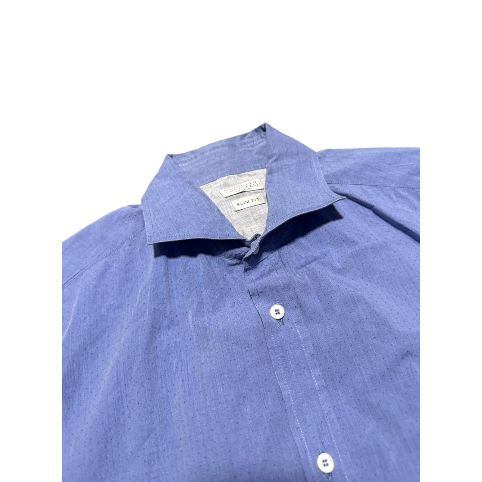 Brunello Cucinelli Brunello Cucinelli Shirt Button-Down 2XL Men Slim Fit Blue Cotton Long Sleeve Button-Up Collared Classic Italian Designer Fashion Size US XXL / EU 58 / 5 - 5 Thumbnail