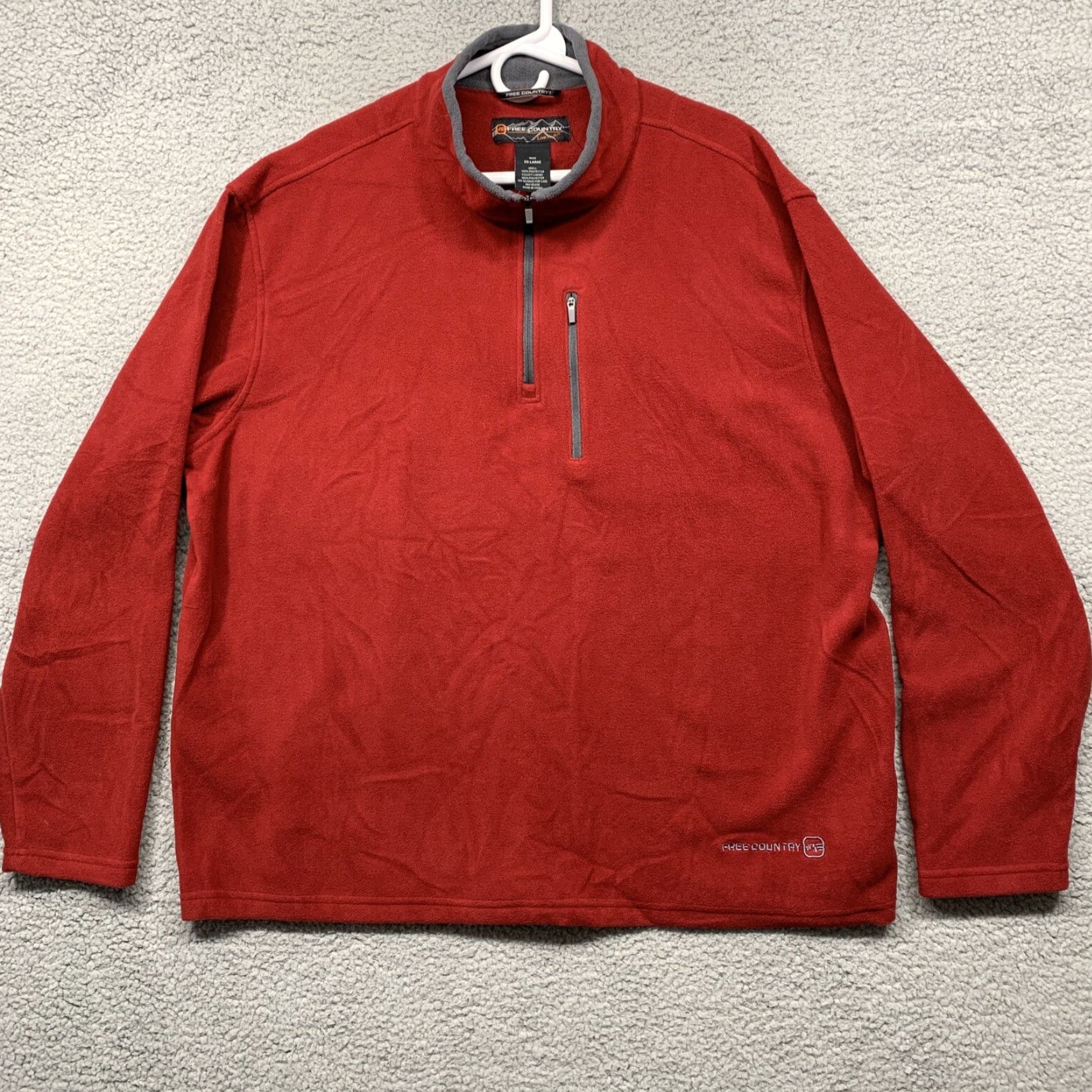 Free Country Grays Free Country Pullover Sweatshirt 2XL Red Logo 1/4 Zip Front Pocket Mens Shirt Size US XXL / EU 58 / 5 - 2 Thumbnail