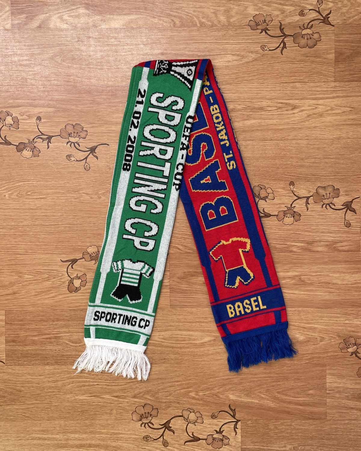 Vintage Sporting CP vs Basel UEFA Cup 2008 Football soccer scarf Size ONE SIZE - 1 Thumbnail
