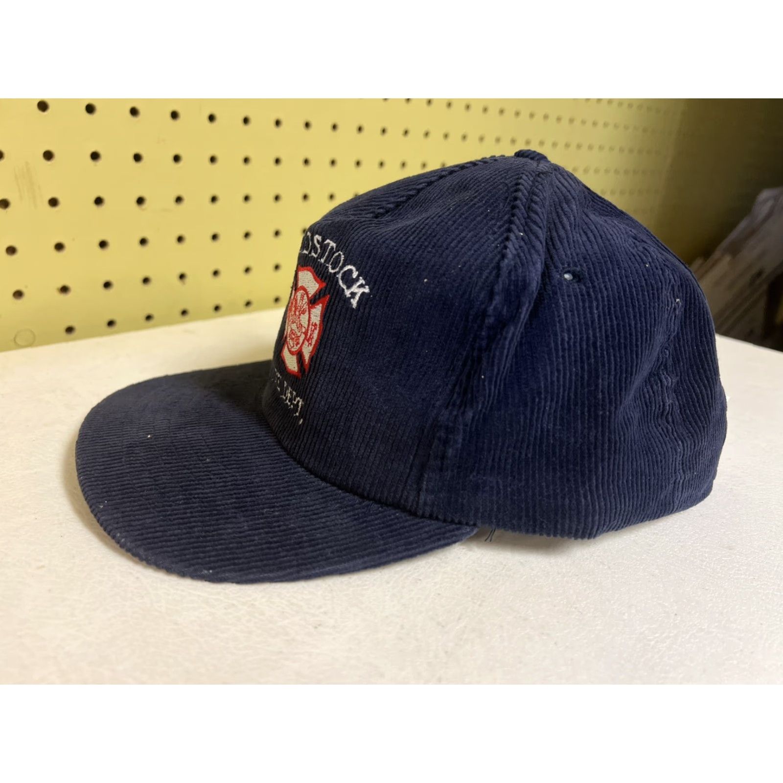 Vintage VINTAGE Woodstock Fire Department Blue Corduroy SnapBack Cap Hat Vermont VT Men Adjustable Blue Hat Baseball Cap Corduroy Size ONE SIZE - 4 Thumbnail
