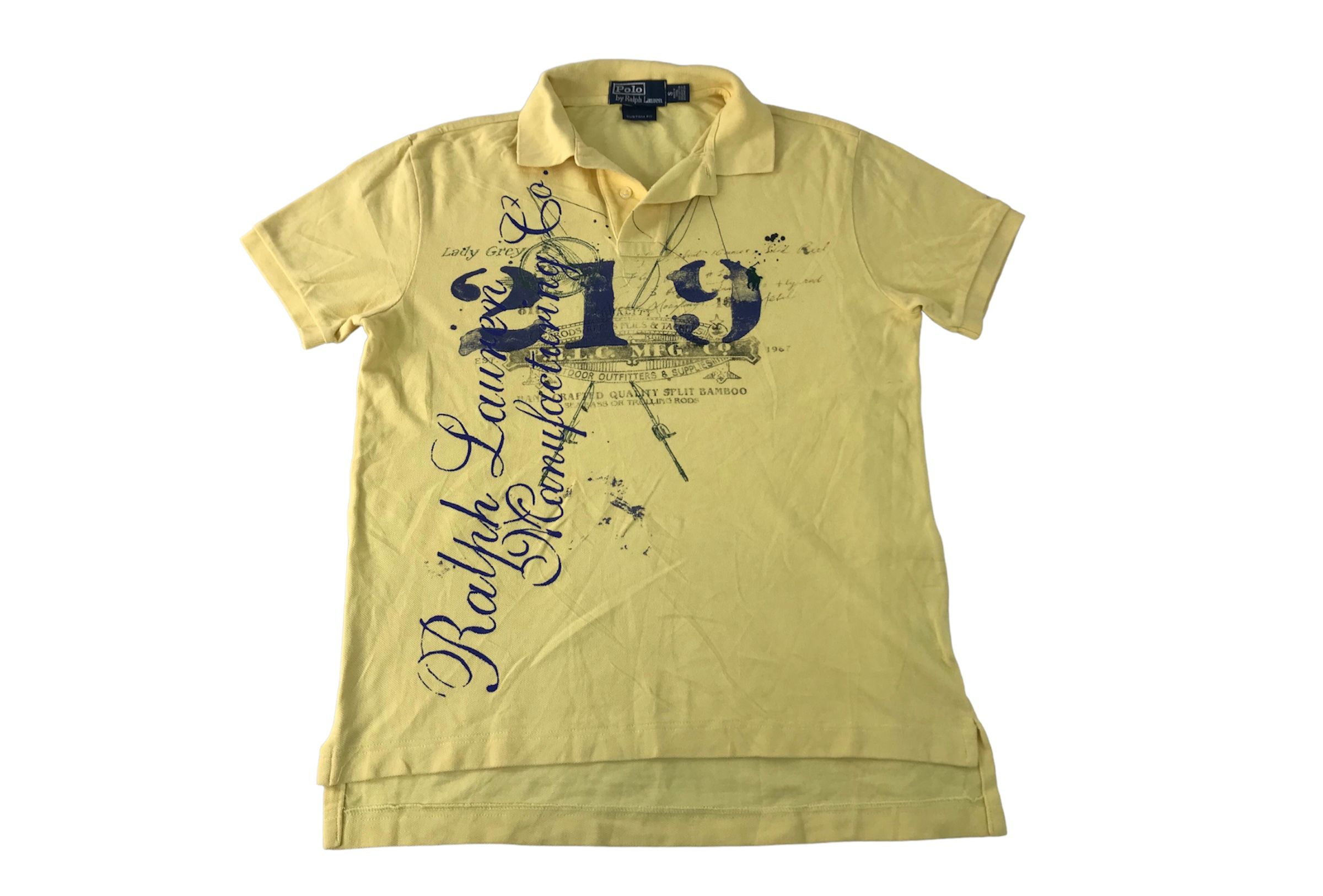Pre-owned Polo Ralph Lauren X Vintage Polo Ralph Laurent 219 Manufacturing Co Custom Fit Tee Polo In Yellow