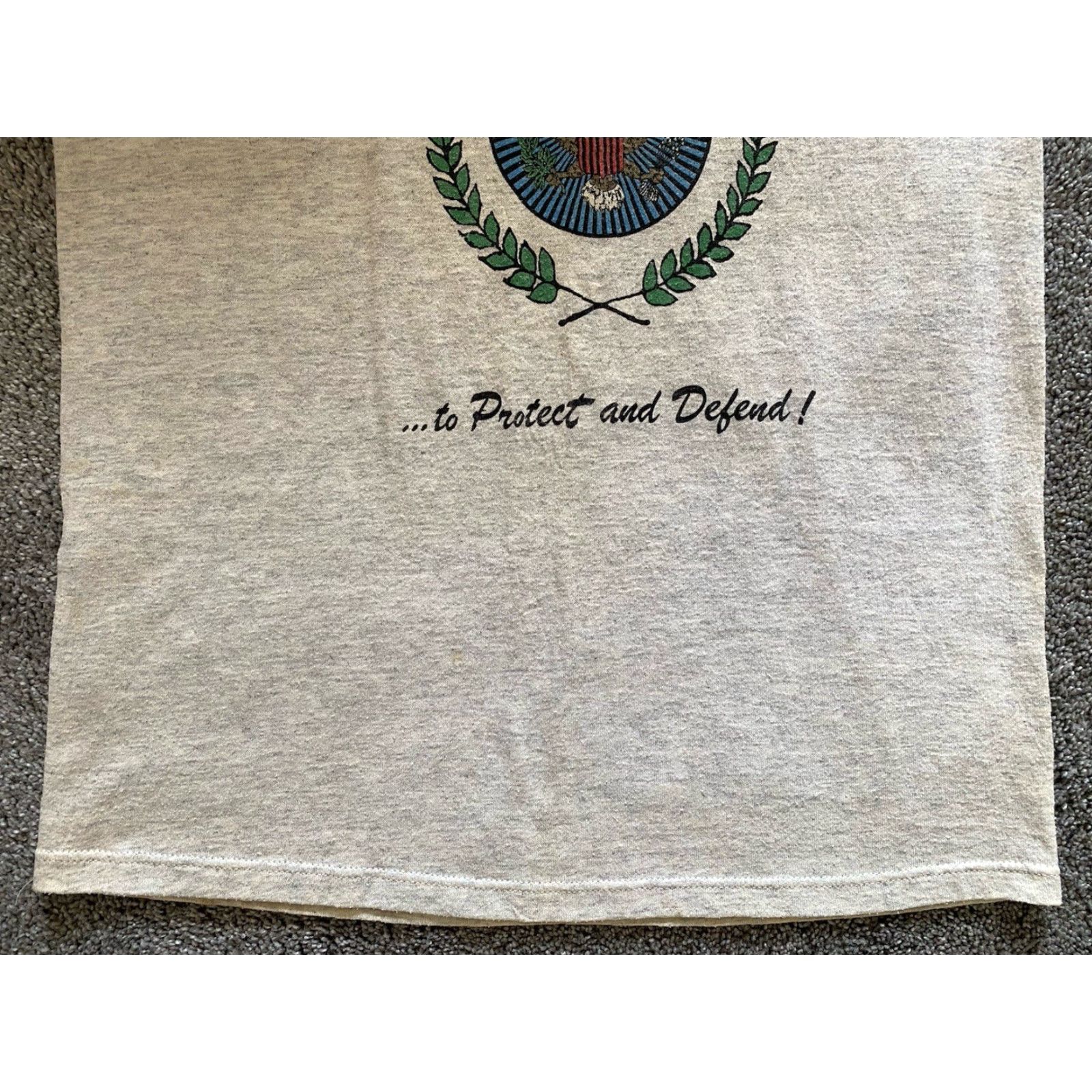 Jerzees VINTAGE Jerzees T Shirt Men’s L 42-44 Operation Desert Shield Made In USA Gray Mens T-Shirt 90s Military USA Size US L / EU 52-54 / 3 - 2 Thumbnail