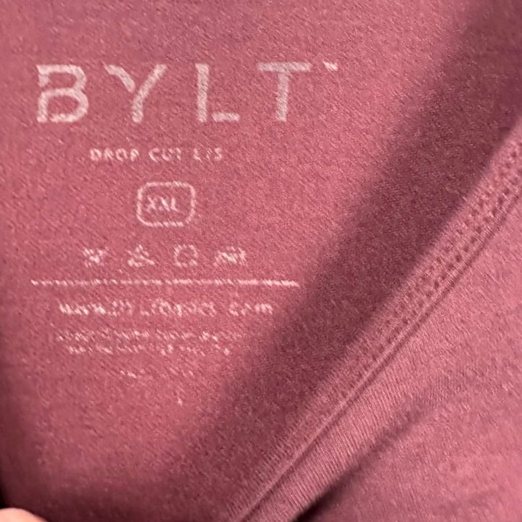 Vintage Bylt Drop Cut T-Shirt Mens 2XL Long Sleeve Crew Neck Maroon Red Solid Breathable Polyester Shirt Size US XXL / EU 58 / 5 - 6 Thumbnail