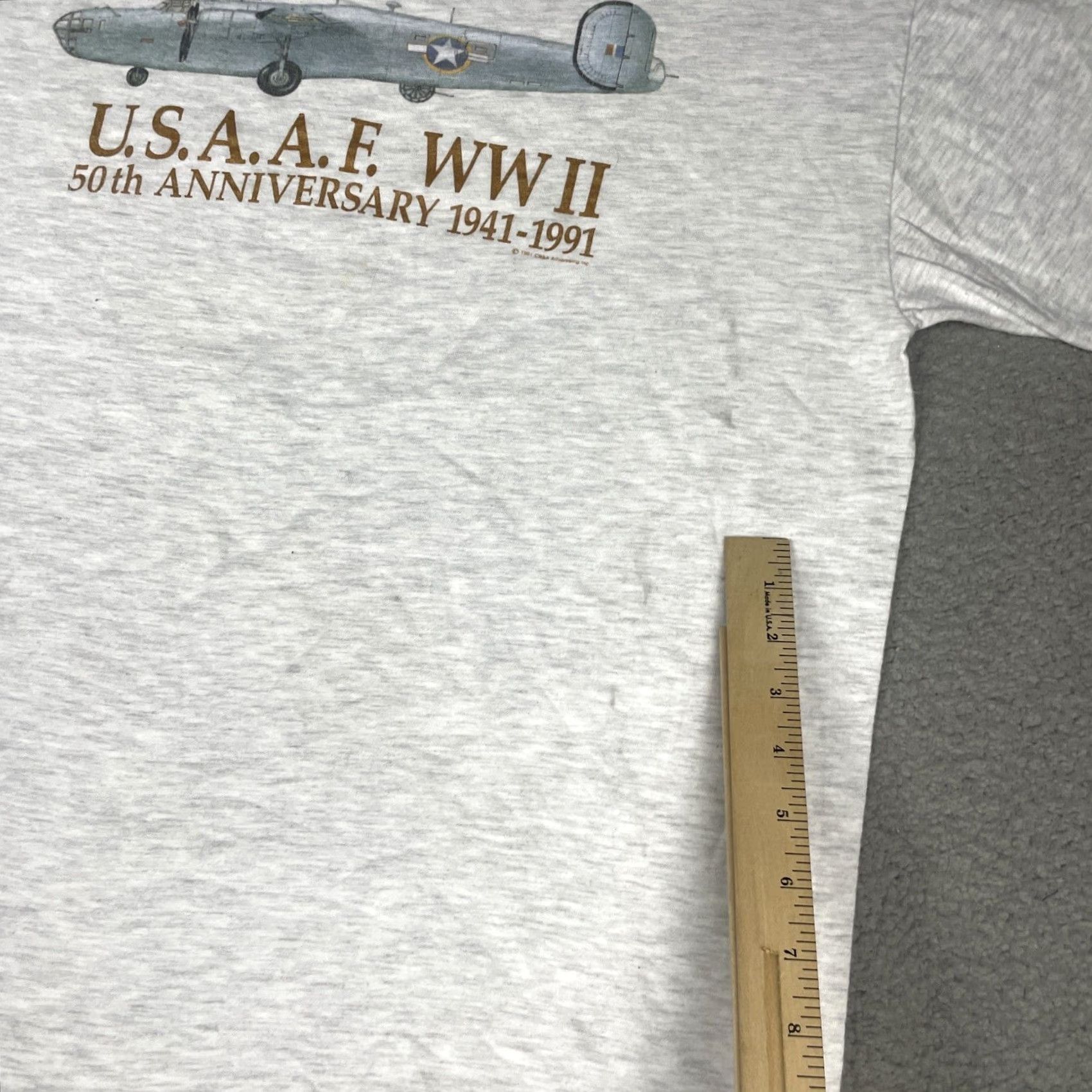 Hanes VINTAGE USAAF WW2 Anniversary T Shirt Adults XL Gray Military Airplane Plane Rare Hanes Beefy-T M◦ Size US XL / EU 56 / 4 - 7 Thumbnail