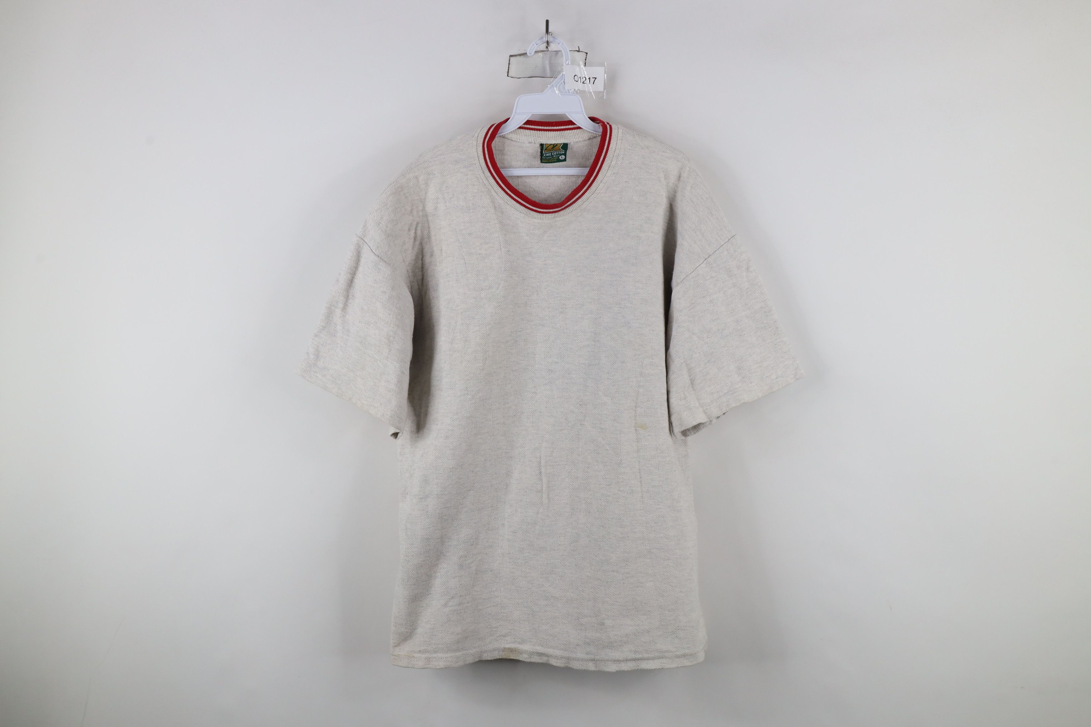 Vintage Vintage 90s Streetwear Heavyweight Herringbone T-Shirt USA Size US L / EU 52-54 / 3 - 1 Thumbnail