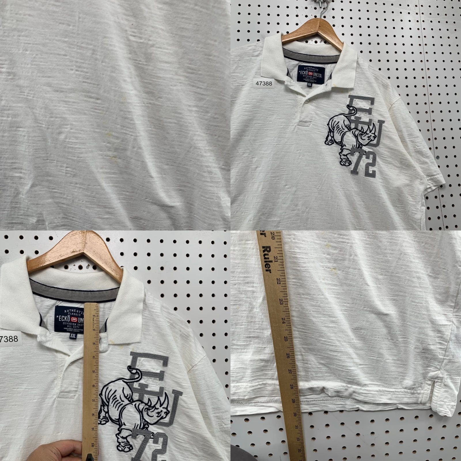 Ecko Unltd. VINTAGE Ecko Unltd Polo Shirt Mens 2XL White Hip Hop Embroidered Rhino Shirt Adult 2XL White Embroidered Rhino Size US XXL / EU 58 / 5 - 9 Thumbnail