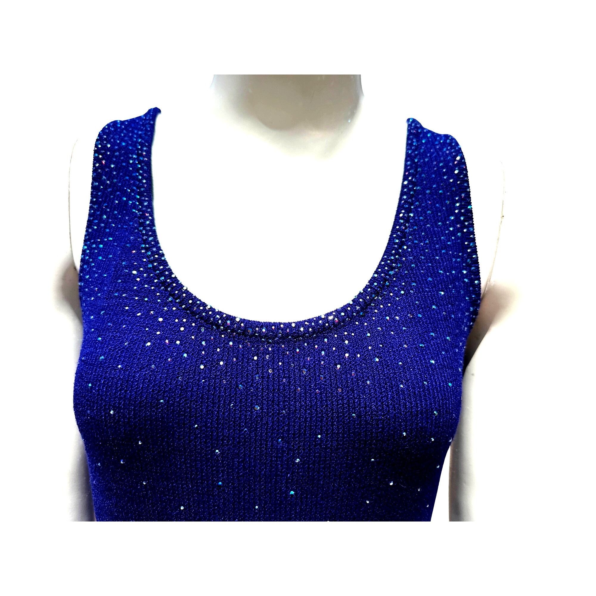 St. John Vintage Dress by St John 2 Royal Purple Santana Knit Maxi Rh Size XS / US 0-2 / IT 36-38 - 13 Thumbnail