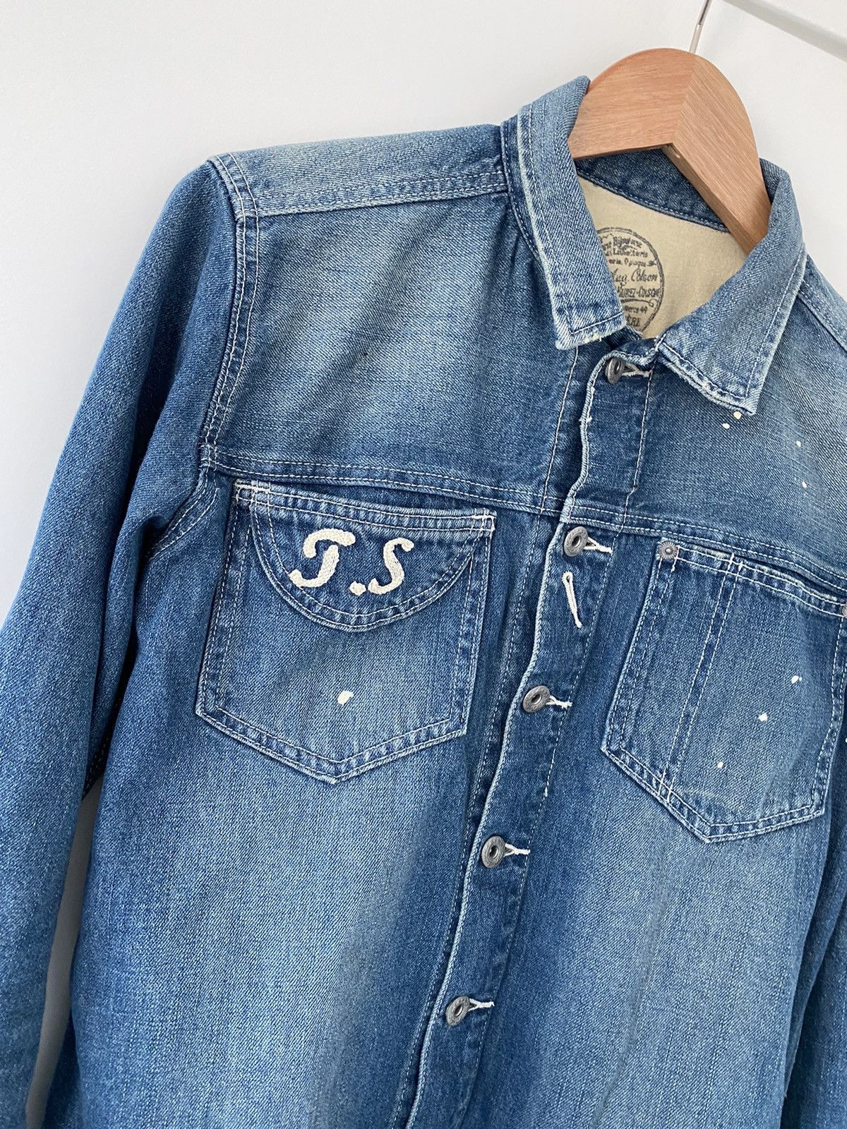 Vintage Faded distressed stitch embroidered denim jacket Size US S / EU 44-46 / 1 - 2 Thumbnail