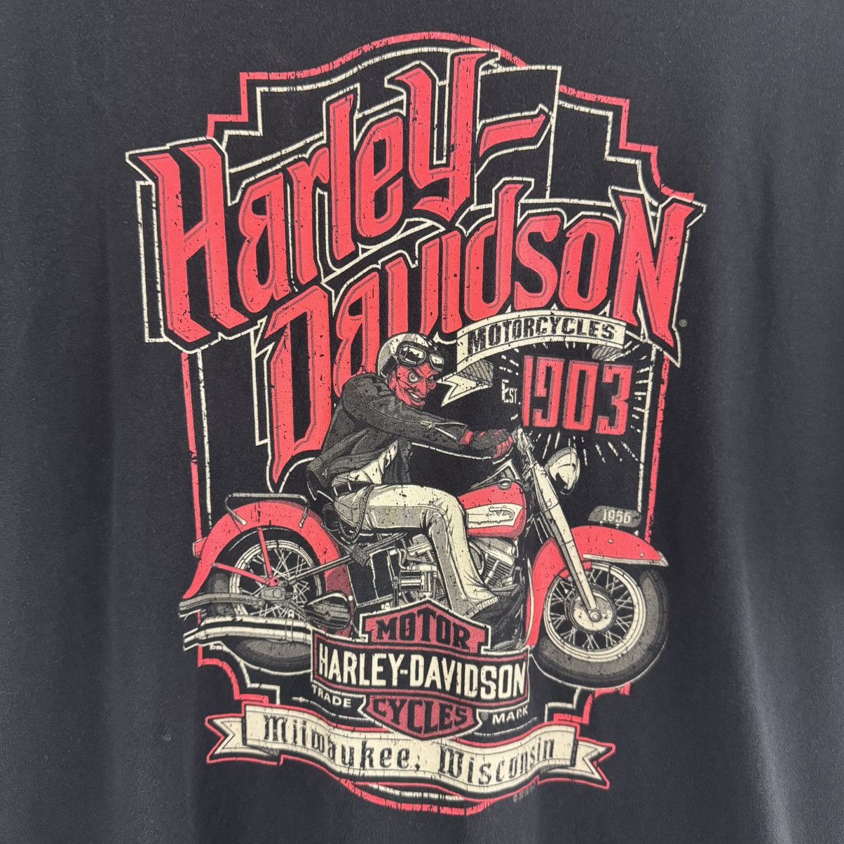Harley Davidson HARLEY DAVIDSON Black Devil Biker Twister City Graphic Tee Size US XL / EU 56 / 4 - 4 Thumbnail