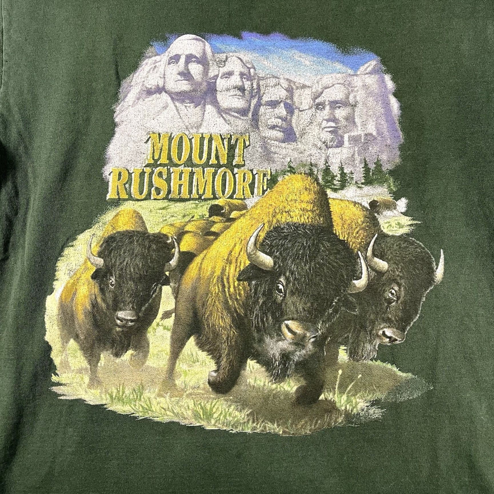Jerzees VINTAGE Mount Rushmore South Dakota T Shirt Mens L Green USA Tourist Jerzees Size US L / EU 52-54 / 3 - 2 Thumbnail