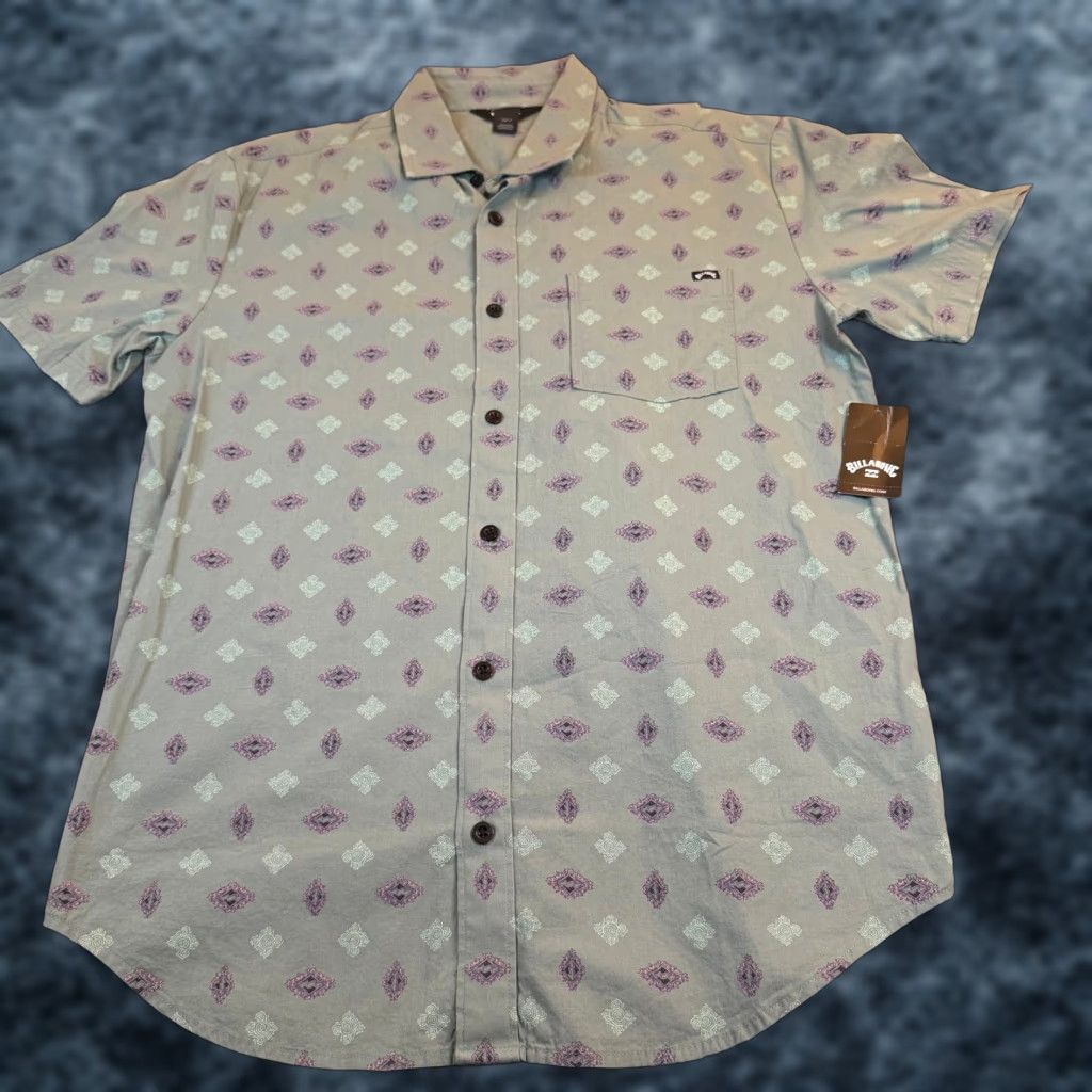 Billabong Billabong Chase SS Shirt Geometric Diamond Button Down Sage Green NWT Mens Small Size US S / EU 44-46 / 1 - 1 Thumbnail