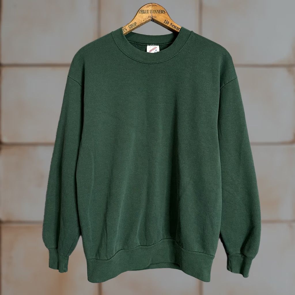 Jerzees VINTAGE Jerzees Sweatshirt Green Crew Neck Adult M USA Made Crew Sweatshirt Green Jerzees 1990s 80s 90s Logo Unisex Mens Womens Size US M / EU 48-50 / 2 - 1 Thumbnail