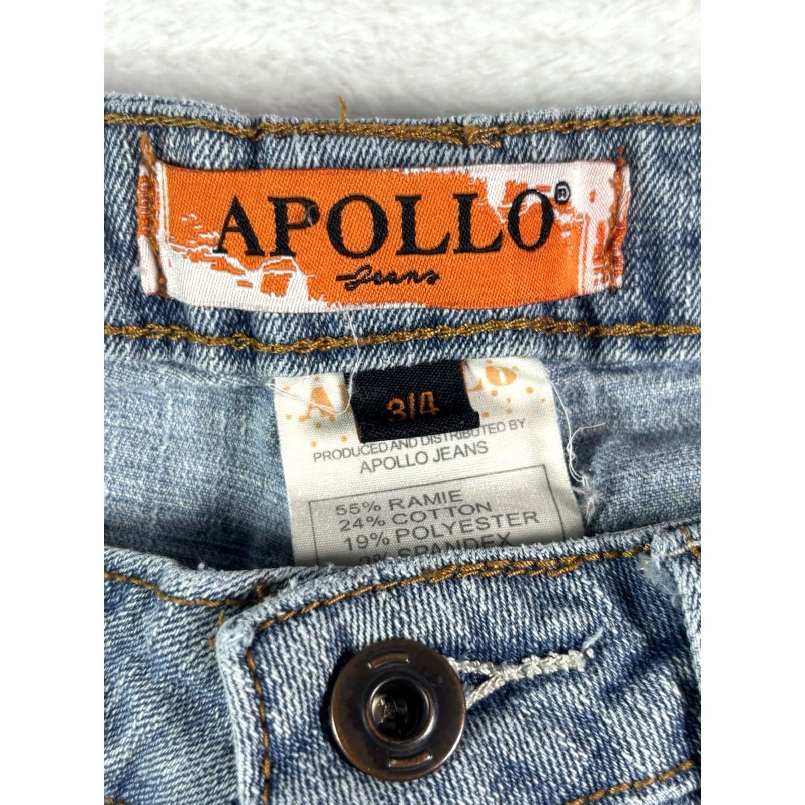 Vintage VINTAGE Apollo Women's Jeans Regular Fit Embroidered Blue Light Wash 3/4 Size 27in Inseam 34.5in Denim Cotton Buckle Seth 5-Pocket Y2K 90s Size 26" / US 2 / IT 38 - 7 Thumbnail