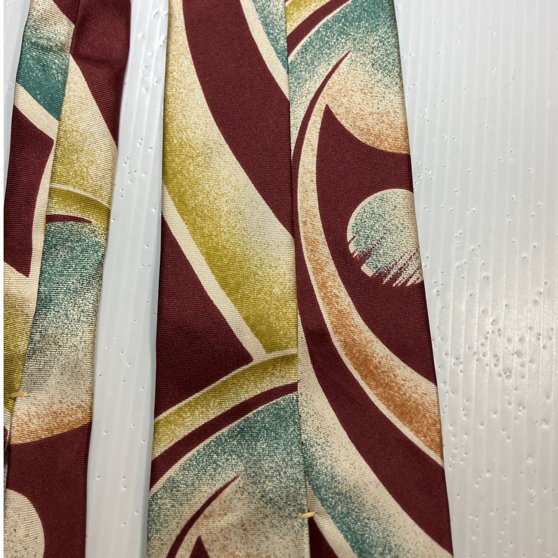 Other Vintage Abstract Retro 80’s 90’s Silk Wide Short Necktie 56” Size ONE SIZE - 6 Thumbnail