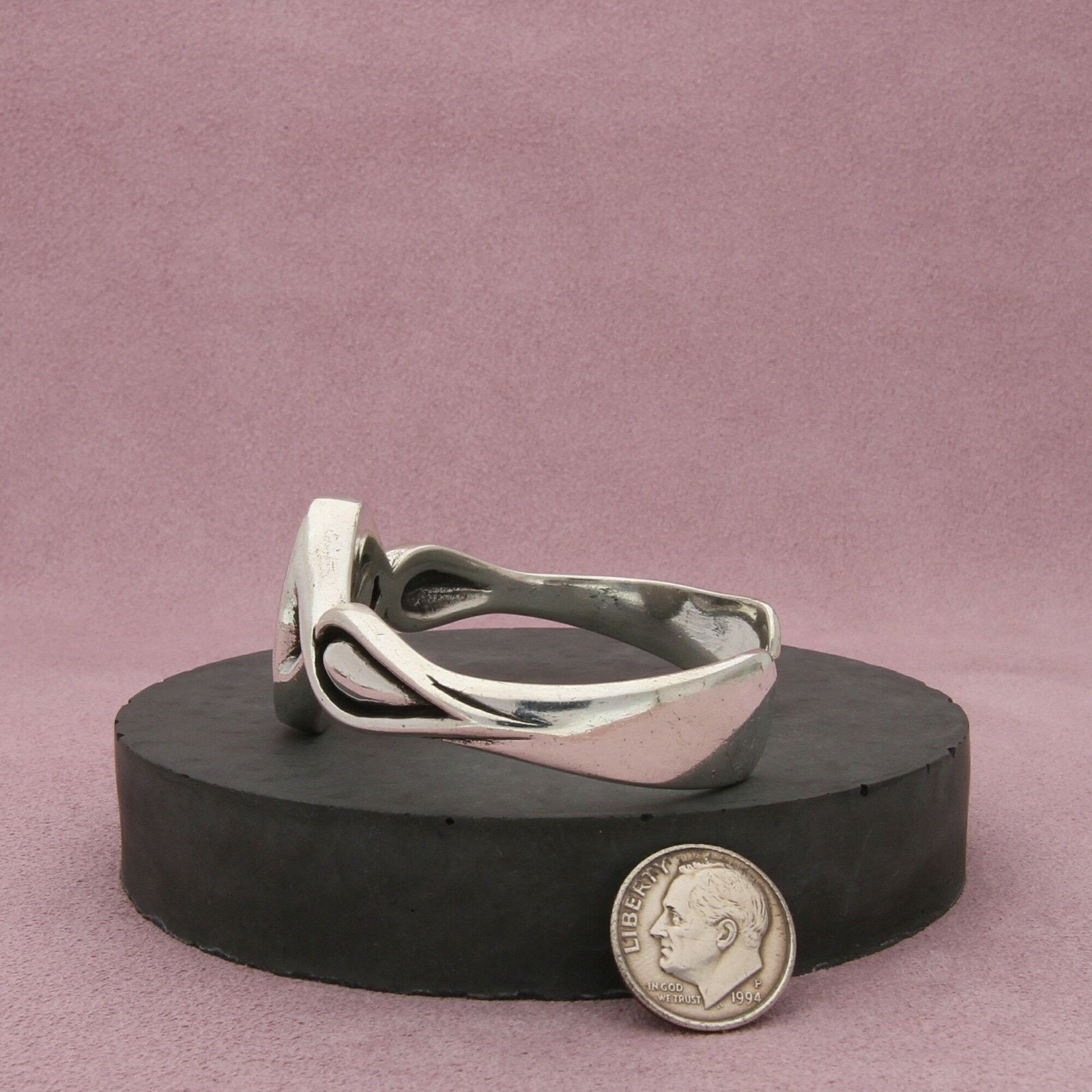 Sterling Silver sterling silver colored rose flower cuff bracelet size 6.5in Size ONE SIZE - 2 Thumbnail