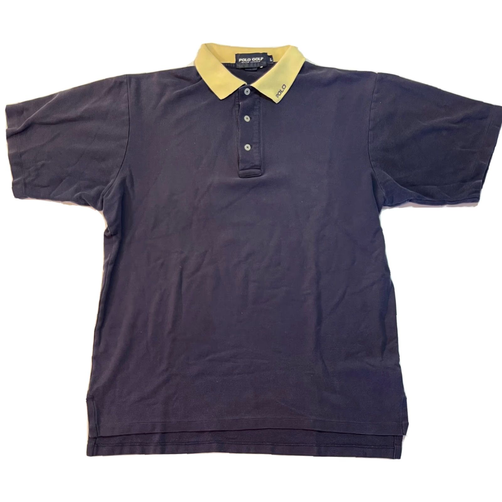 Ralph Lauren VINTAGE Ralph Lauren Polo Golf Collared Shirt Spell Out Logo Blue L Men 90s Sports Size US L / EU 52-54 / 3 - 2 Thumbnail