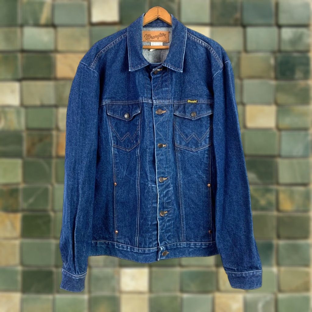 Wrangler VINTAGE Wrangler Jeans Denim Jacket 46L Blue 14 oz Cotton 74150NV Work Chore Button Mens Big & Tall 46L Denim Jacket Size US 30 / EU 46 - 1 Thumbnail