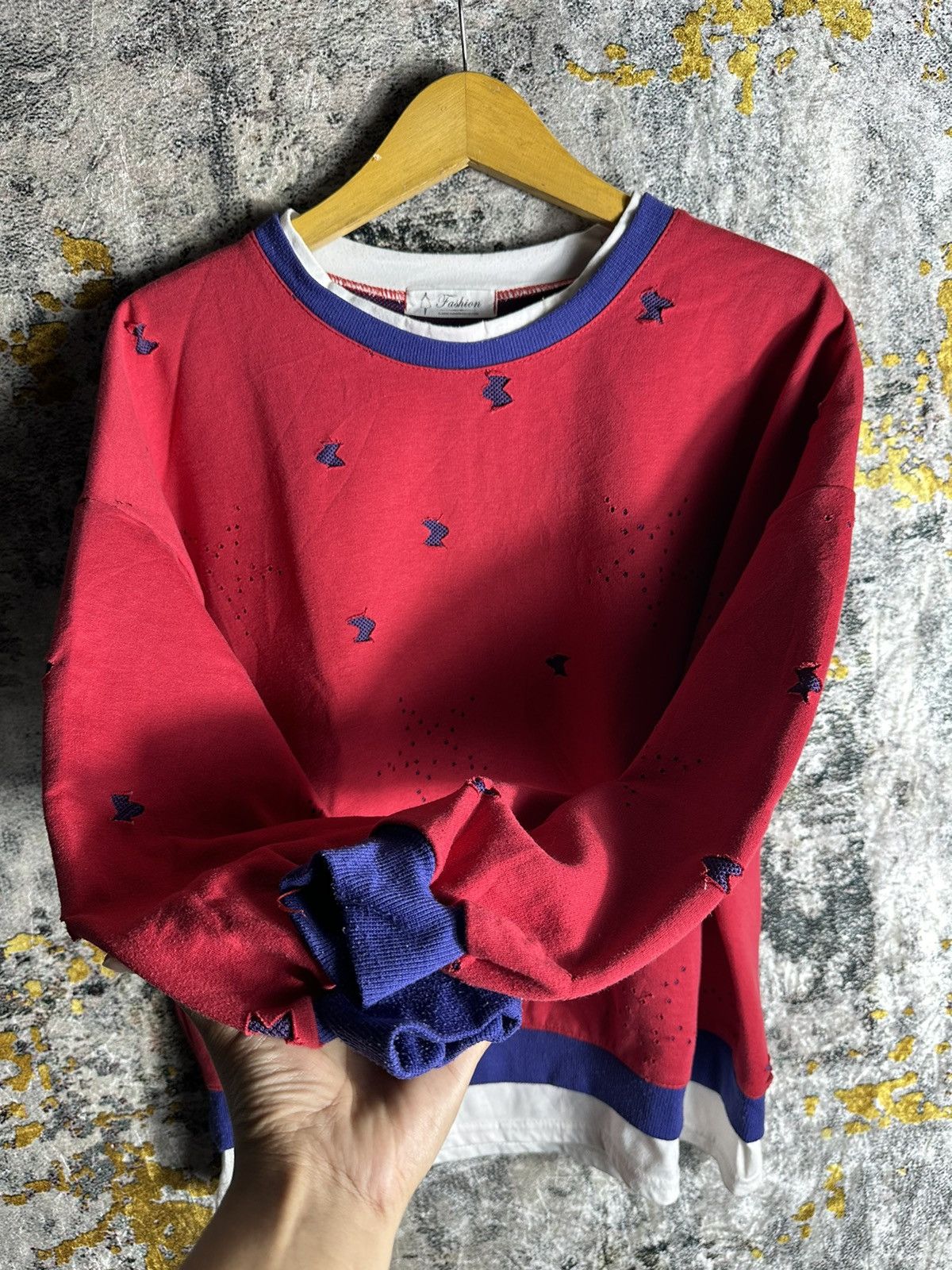 Beauty Beast CRAZY FASHION DISTRESSED DOUBLE LAYER GRUNGE PUNK SWEATSHIRT Size US XXL / EU 58 / 5 - 5 Thumbnail