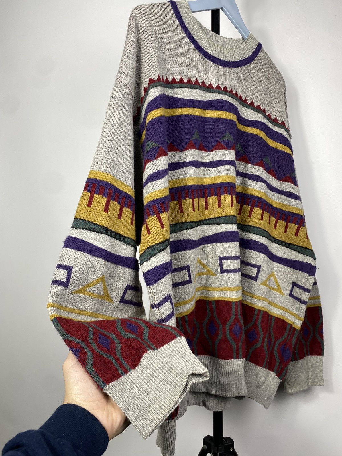 Adidas × Vintage Adidas vintage patterned knitted sweater 90s jumper Size US L / EU 52-54 / 3 - 3 Thumbnail
