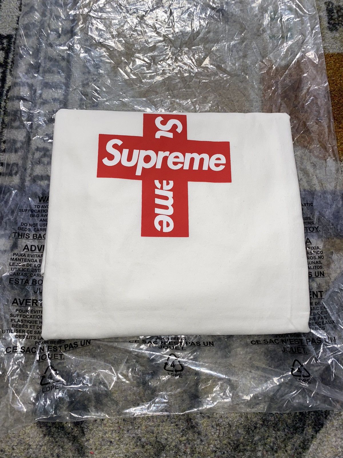 image of Supreme Cross Box Logo Tee in White, Men's (Size XL)