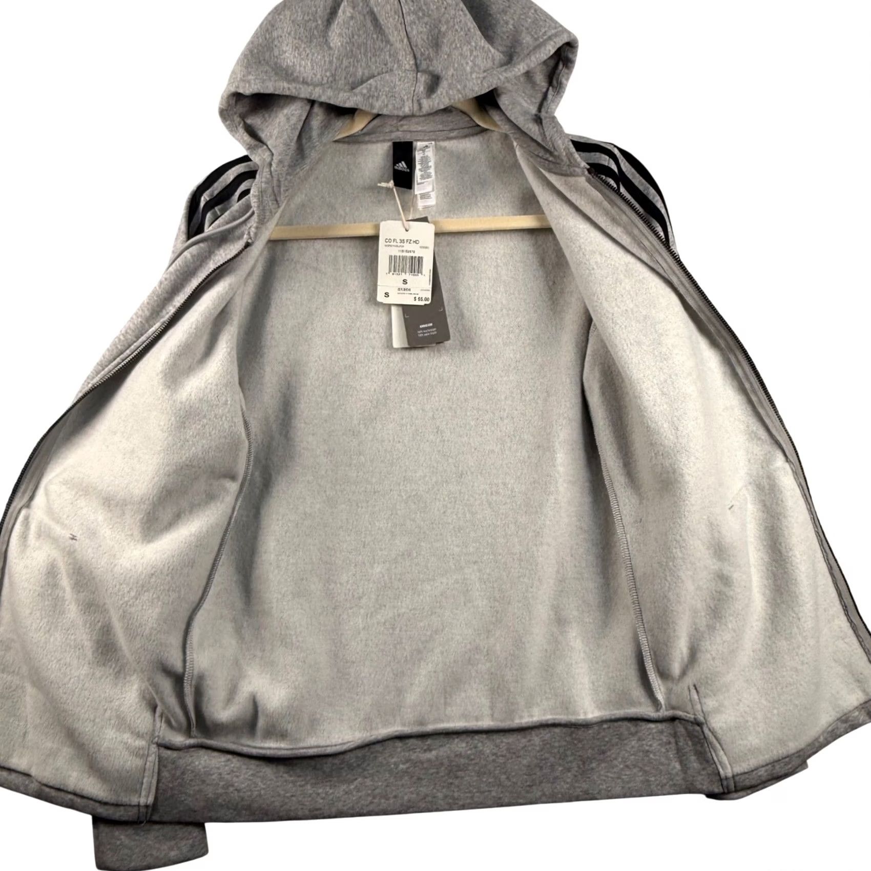 Adidas Adidas Men Small Core Fleece 3-Stripes Full Zip Hoodie Athleisure NWT Sportswear Grey Size US S / EU 44-46 / 1 - 3 Thumbnail