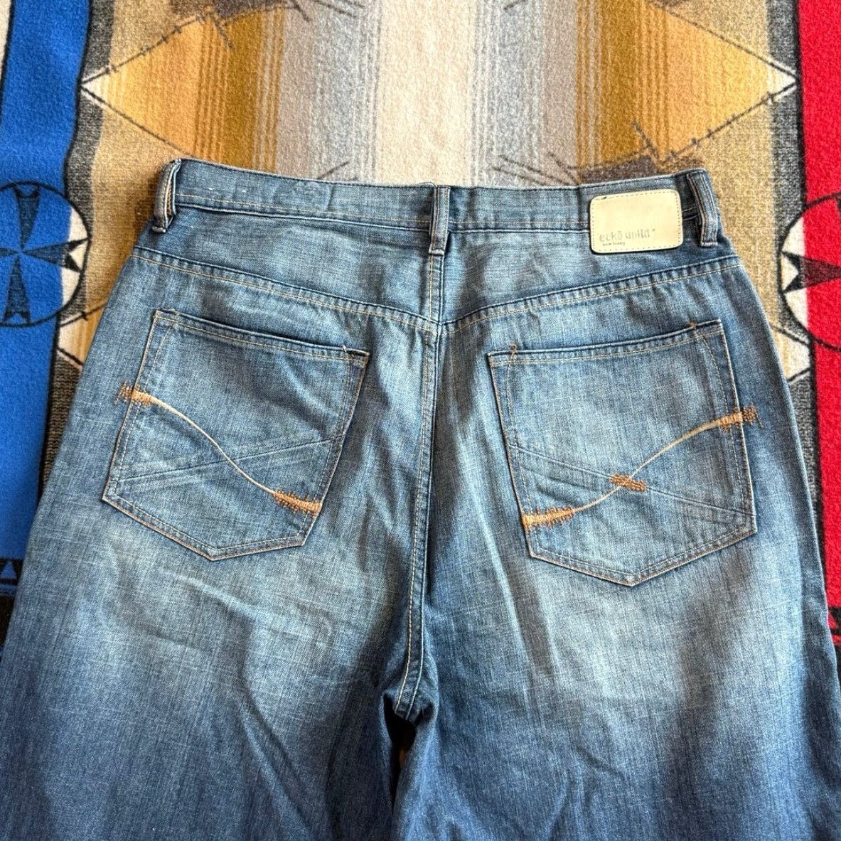 Ecko Unltd. VINTAGE Y2K Ecko UNLTD Baggy Fit Denim Jorts Shorts 36 14” Inseam Men Brown? Blue? Size US 36 / EU 52 - 4 Thumbnail