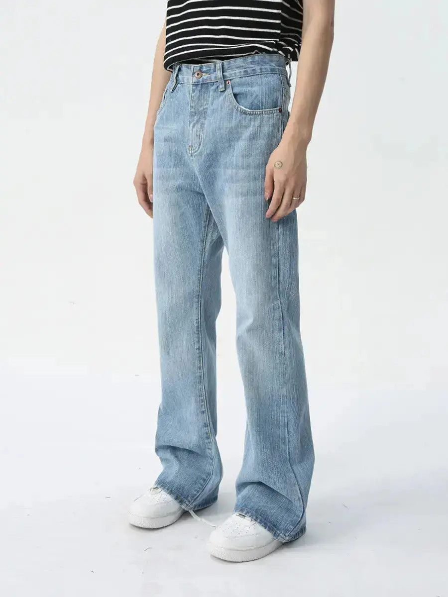 Japanese Brand Retro loose light colored micro flared jeans Size US 32 / EU 48 - 6 Thumbnail