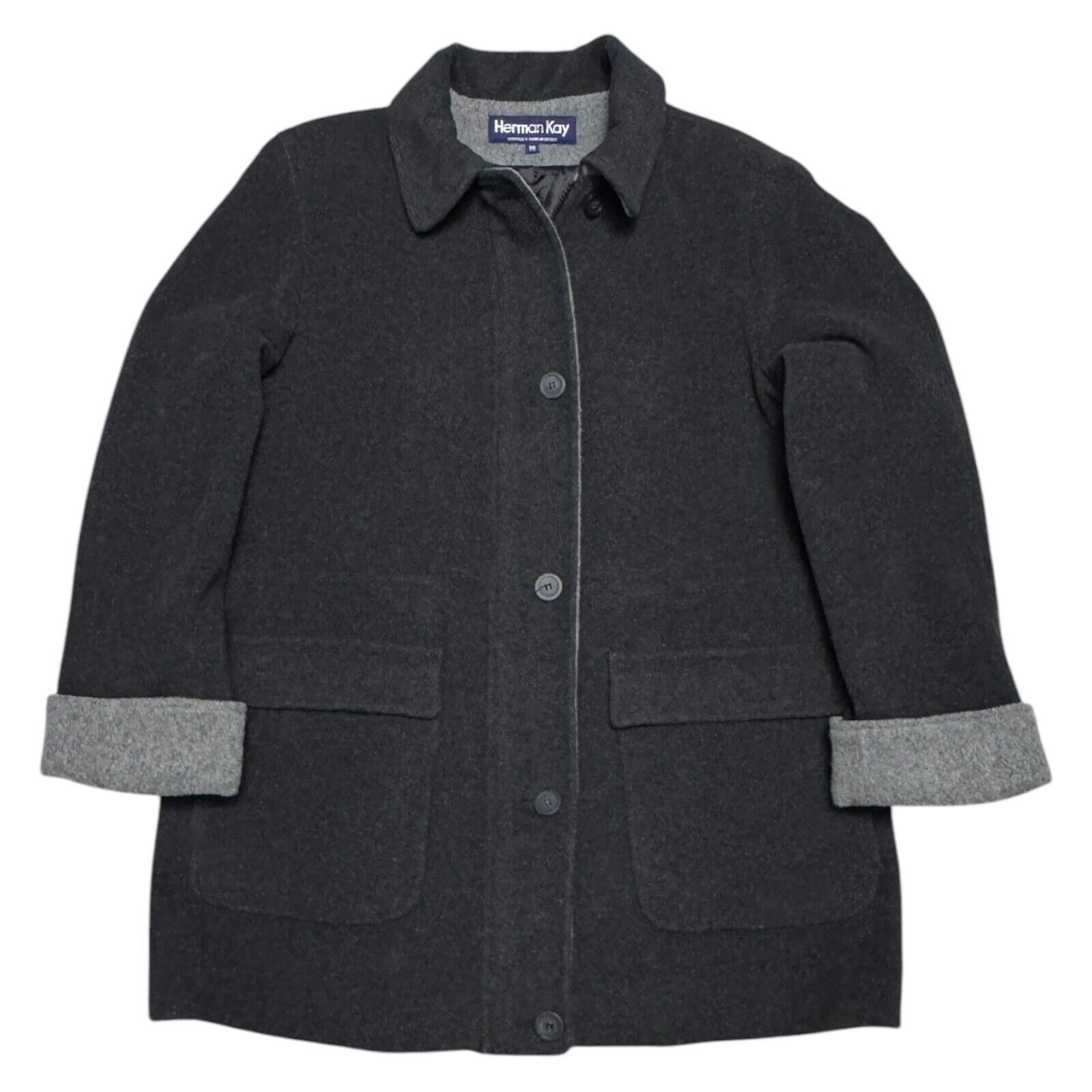 HERMAN KAY WOOL Luxury Designer Winter Business Coat Medium