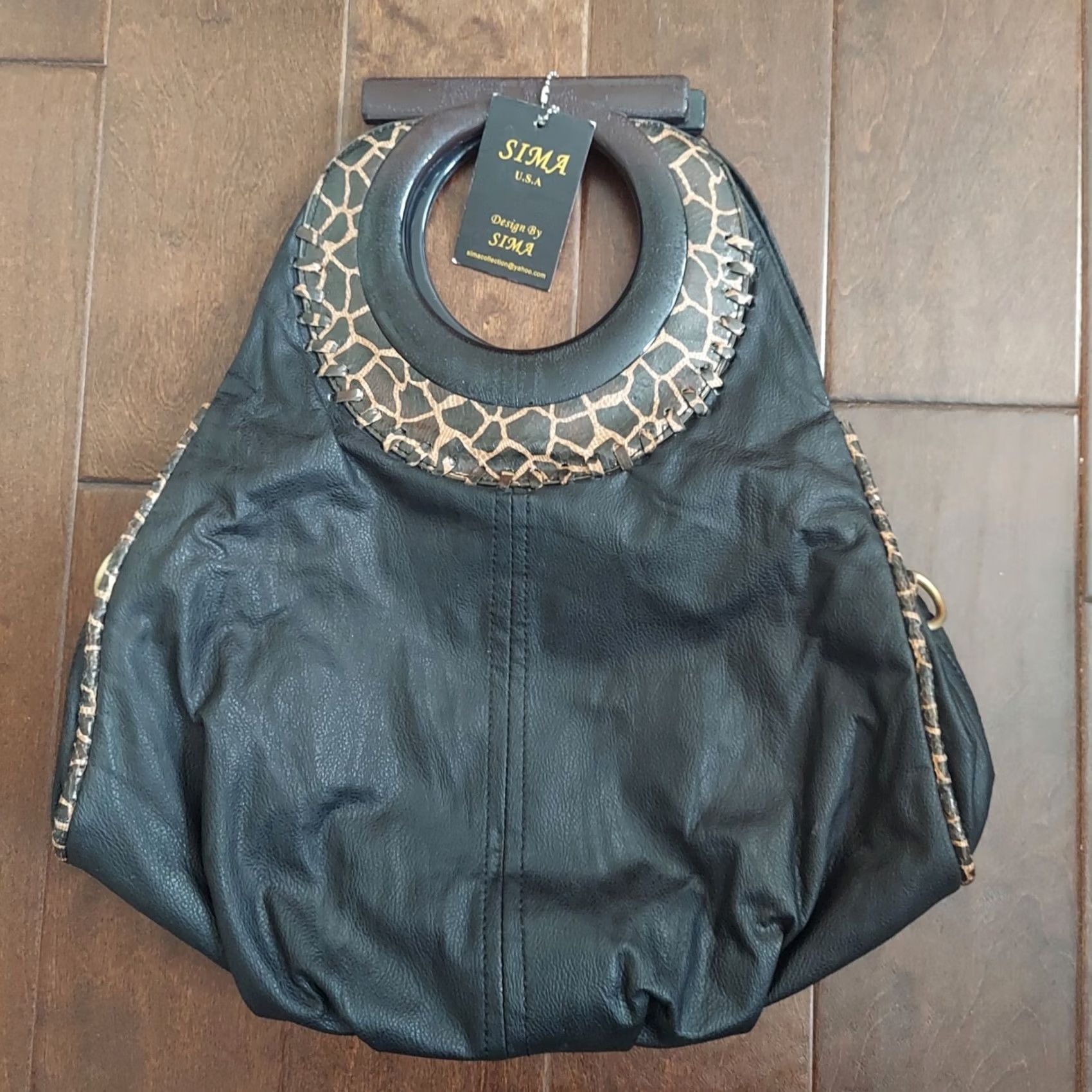 Vintage Sima Women's Shoulder Bag Black Leopard Print NWT Small Hobo Handbag NWT Size ONE SIZE - 3 Thumbnail