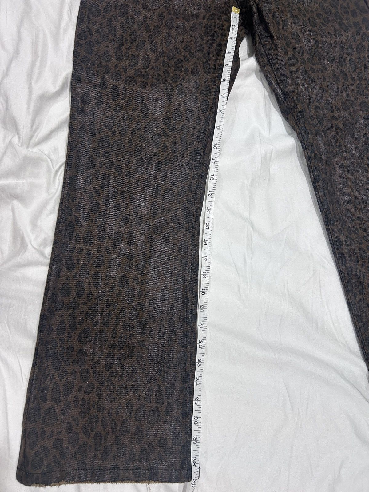 Vintage Vague Waxed Bootcut Denim Leopard Jeans Size US 30 / EU 46 - 4 Thumbnail