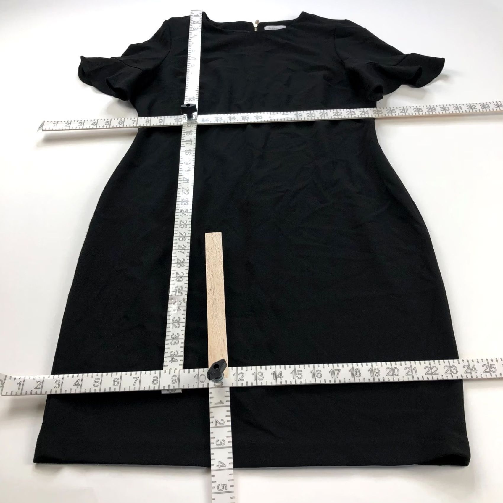 Calvin Klein Calvin Klein Dress 16 Flutter Sleeve Sheath Knee Length Black Polyester Cocktail/Party Casual Dress Women Size XXL / US 16-18 / IT 52-54 - 4 Thumbnail
