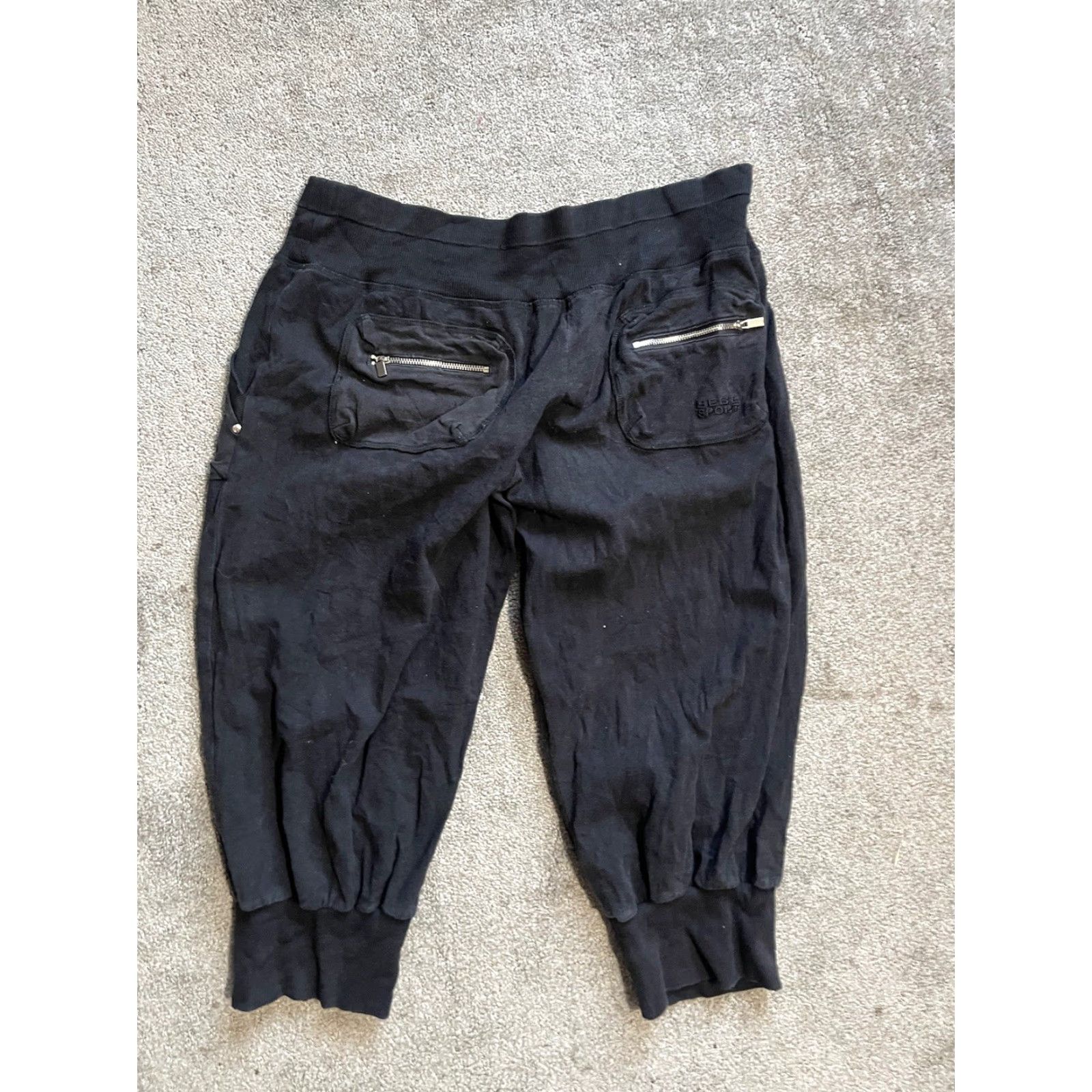 Bebe VINTAGE bebe Y2K Rhinestone Logo Capri Sweat Pants Yoga Large Black Size 36" / US 14 / IT 50 - 2 Thumbnail