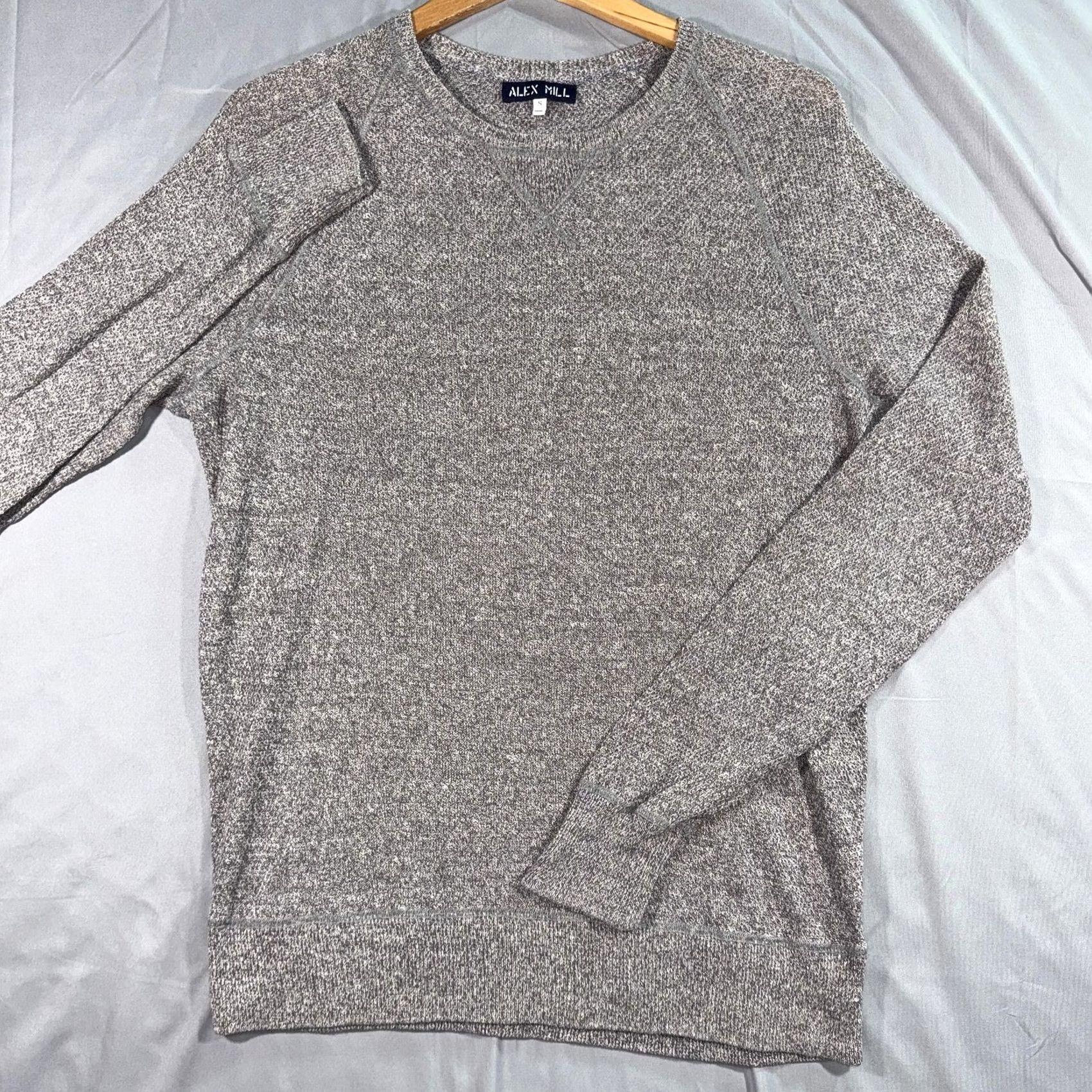 Alex Mill Alex Mill Men's Size S Grey Mouliné Linen-Cotton Blend Crewneck Sweater Size US S / EU 44-46 / 1 - 2 Thumbnail