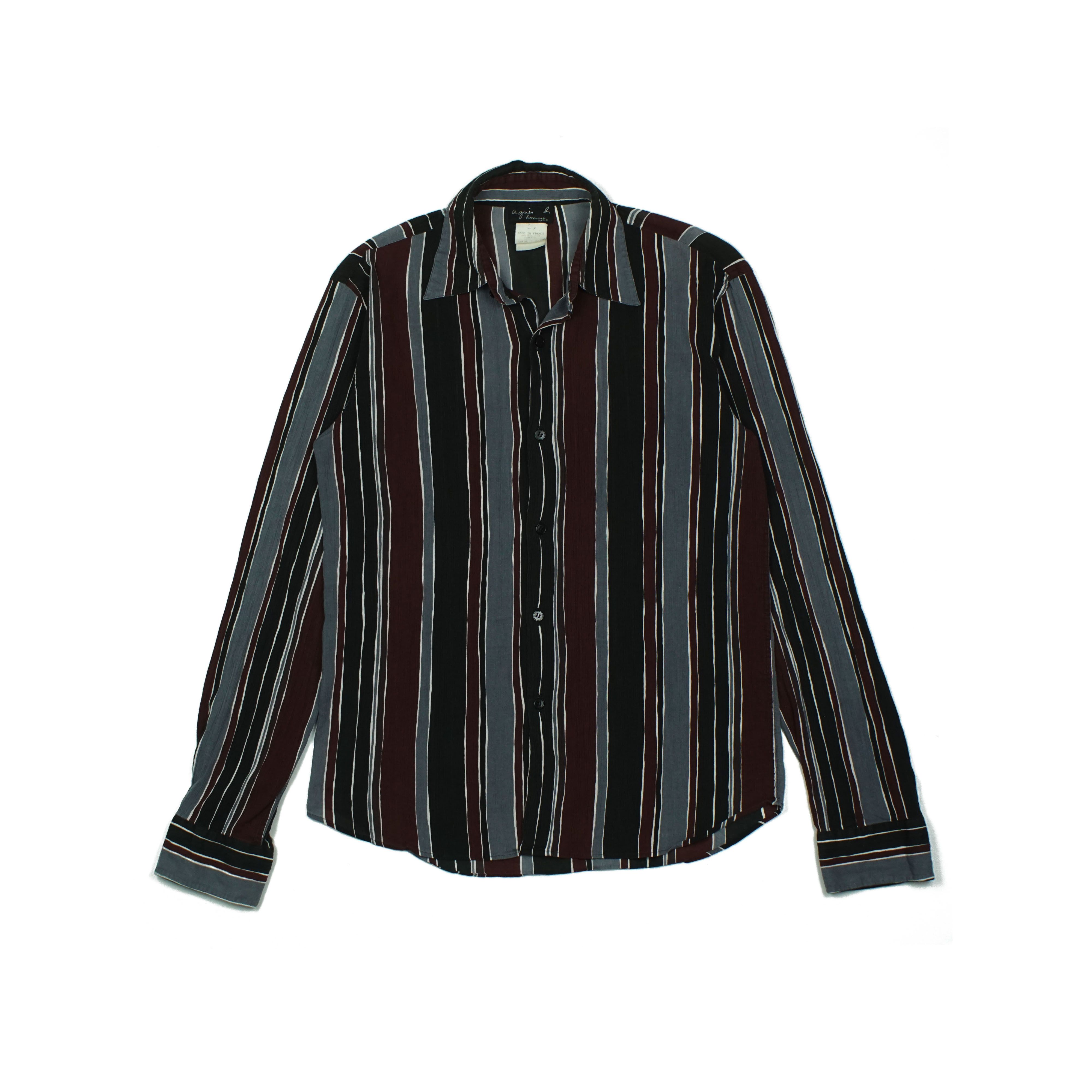image of Agnes B Wrinkle Stripe Shirts, Men's (Size Small)