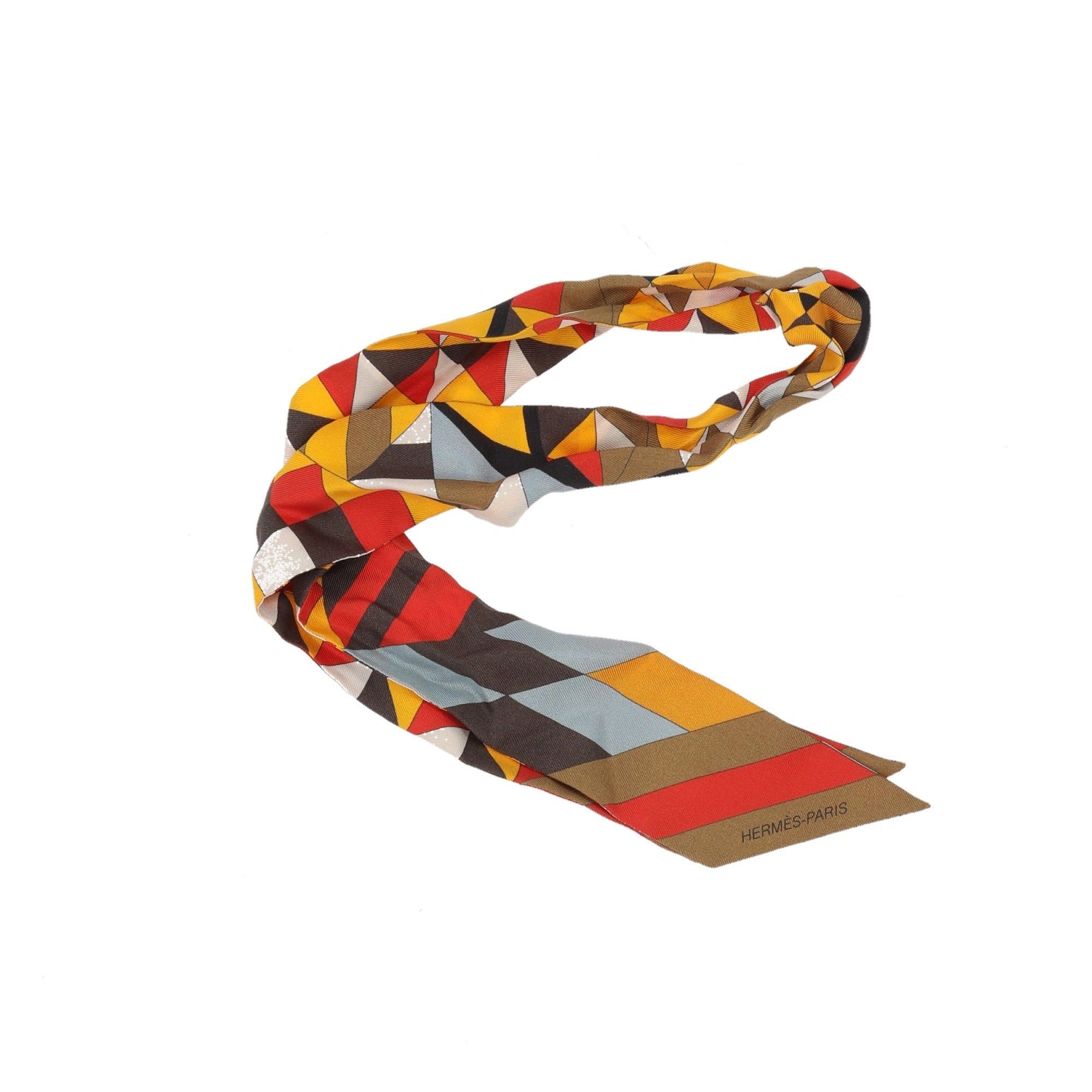 image of Hermes Twilly Foulard In Multicolor Silk in Black, Women's
