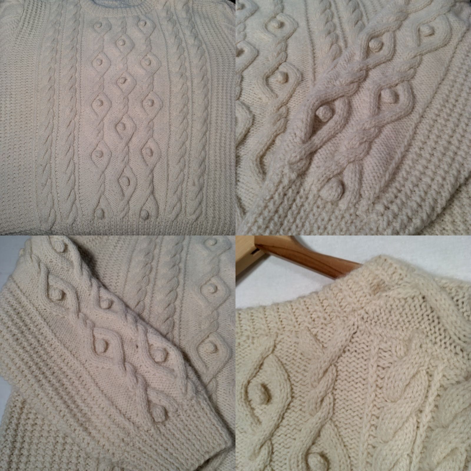 Vintage VINTAGE Aran Handknit Fisherman Sweater Men XL Natural Ivory Cable Chunky Knit Pullover Size US XL / EU 56 / 4 - 10 Thumbnail