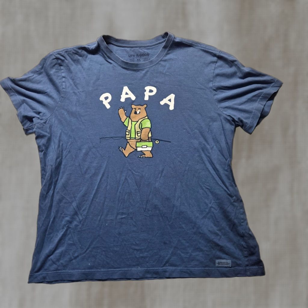 Life is Good LIFE IS GOOD T-Shirt Mens Shirt Adult XL Dad Fishing Bear Funny Logo Size US XL / EU 56 / 4 - 1 Thumbnail