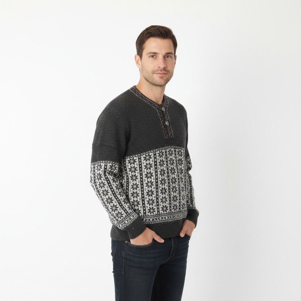 Vintage Broadway Men M Jumper Gray Wool Nordic Design 3957 Size US M / EU 48-50 / 2 - 1 Thumbnail
