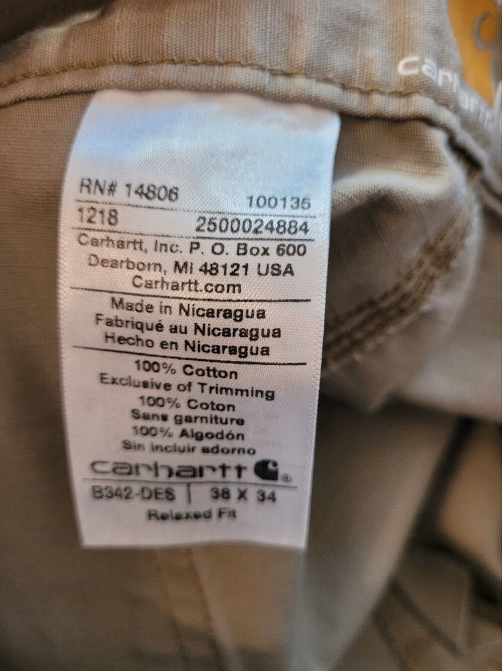 Carhartt Carhartt Mens Beige Work Pants 14806 38x34 Relaxed Fit Size US 38 / EU 54 - 7 Thumbnail