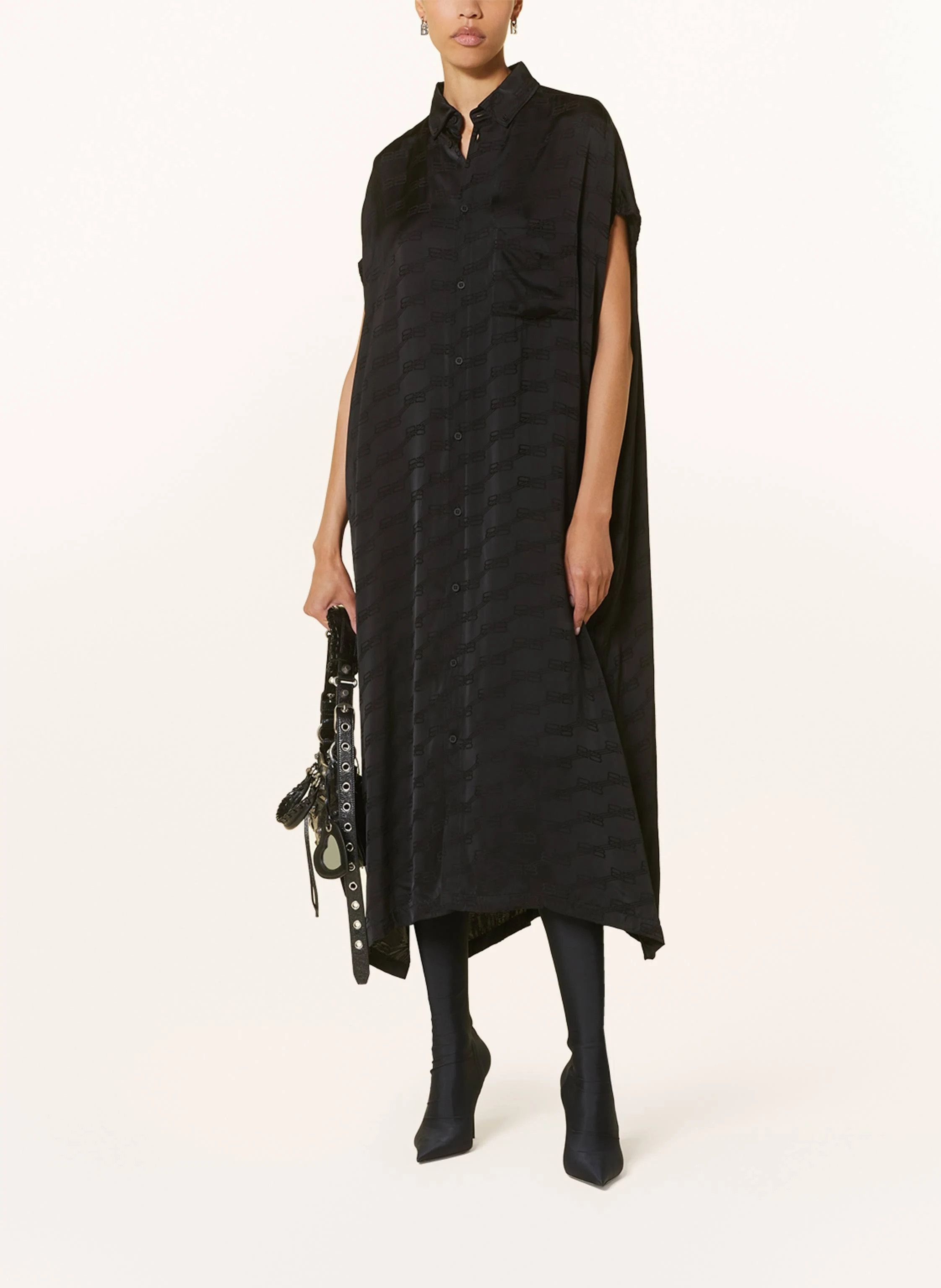 Balenciaga o1in1g1024 BB Monogram Knotted Rawcut Dress in Black Size L / US 10 / IT 46 - 4 Thumbnail