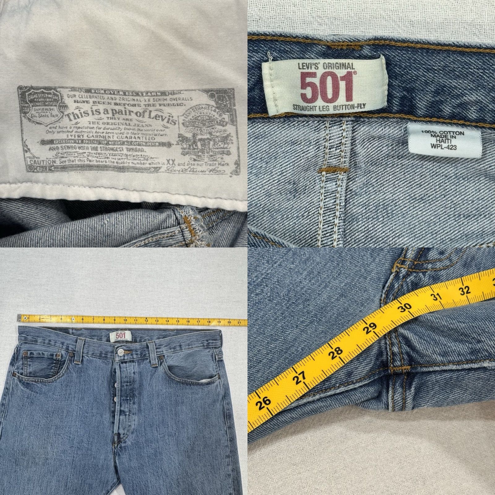 Levi's VINTAGE Levi’s 501 Jeans Denim Button Fly 90s Men’s 38x30 Blue Slim/Regular XX Selvedge Size US 38 / EU 54 - 8 Thumbnail