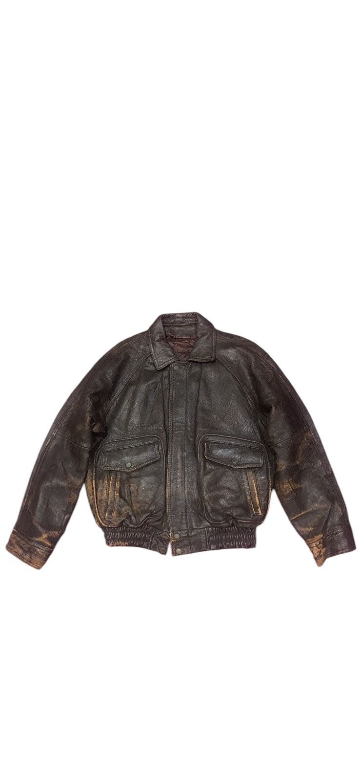 Japanese Brand × Leather Jacket Vintage Destroyed Bomber
