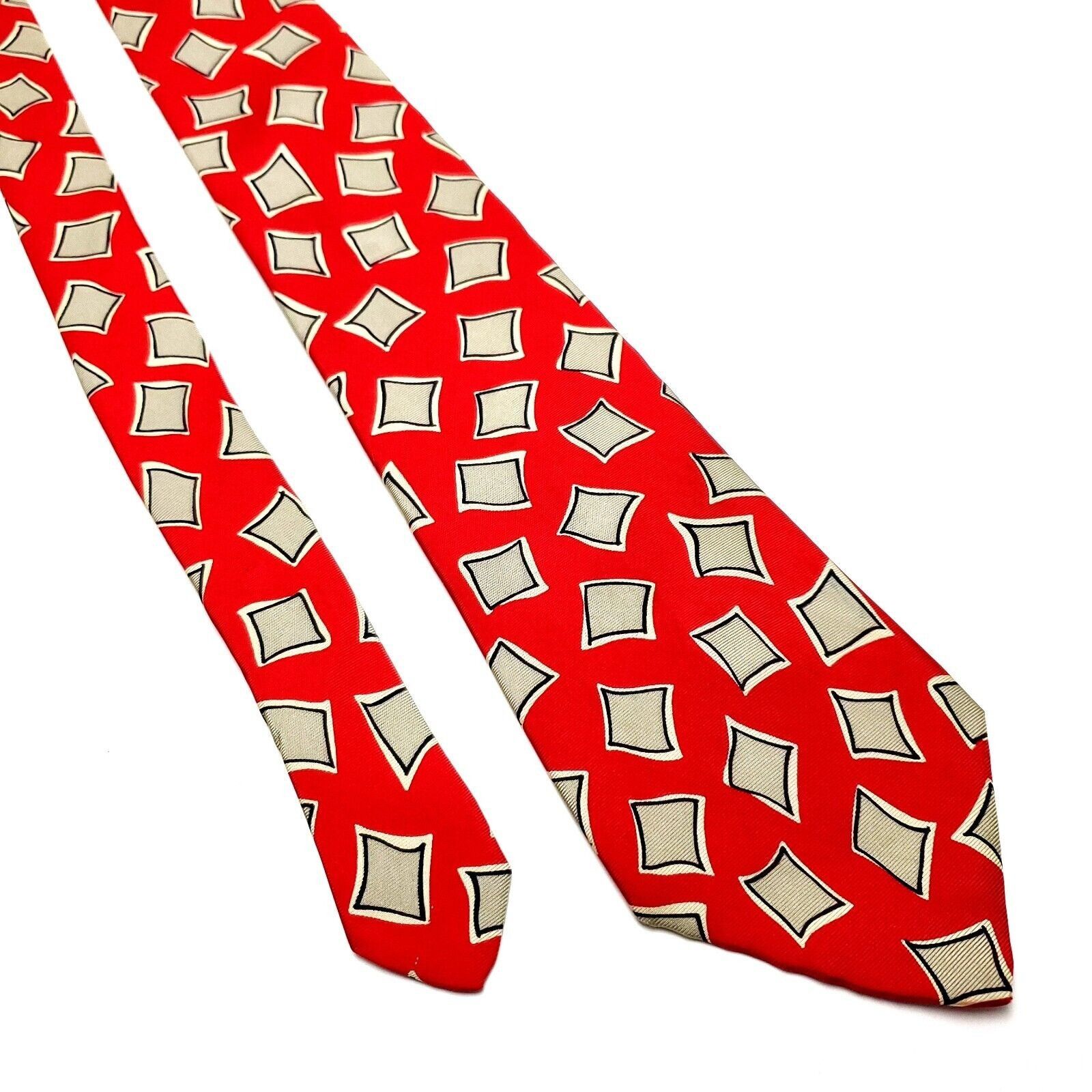 Vintage Mallards Silk Tie Red Print Geometric Size ONE SIZE - 1 Thumbnail