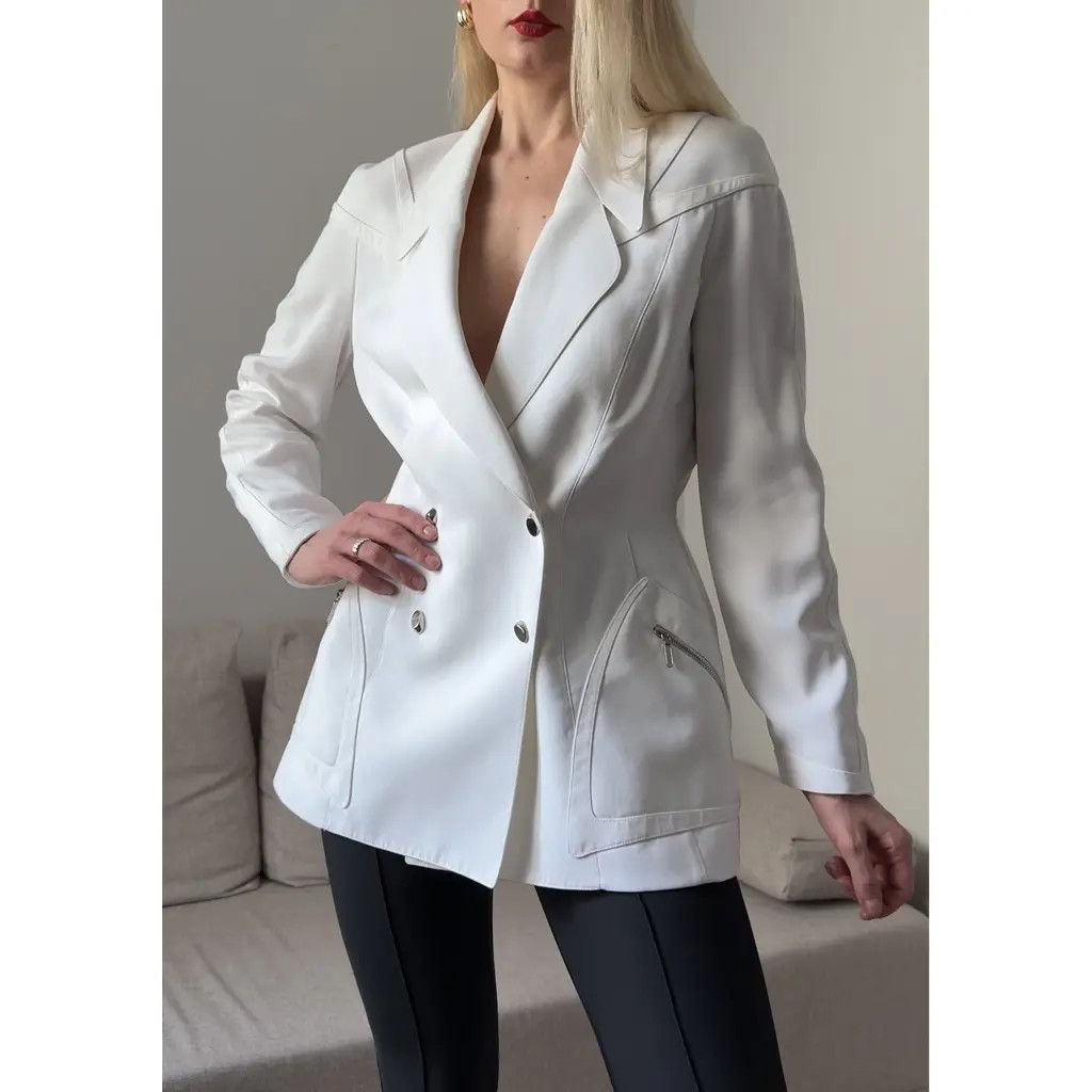 Thierry Mugler Thierry Mugler Vintage Paris Structured Blazer White FR44 Size M / US 6-8 / IT 42-44 - 1 Thumbnail