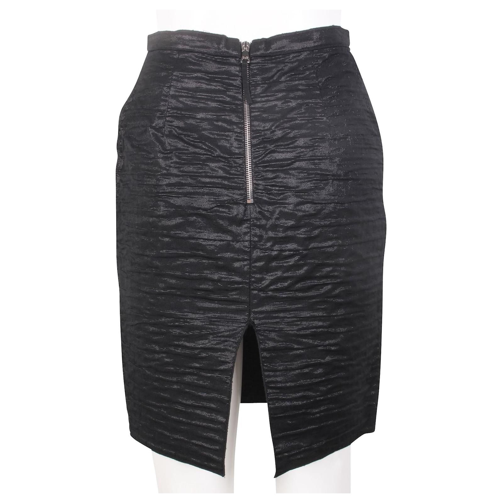Dolce & Gabbana Dolce & Gabbana Size 42 Textured Metallic Black Skirt Size 42" / US 20 - 1 Thumbnail
