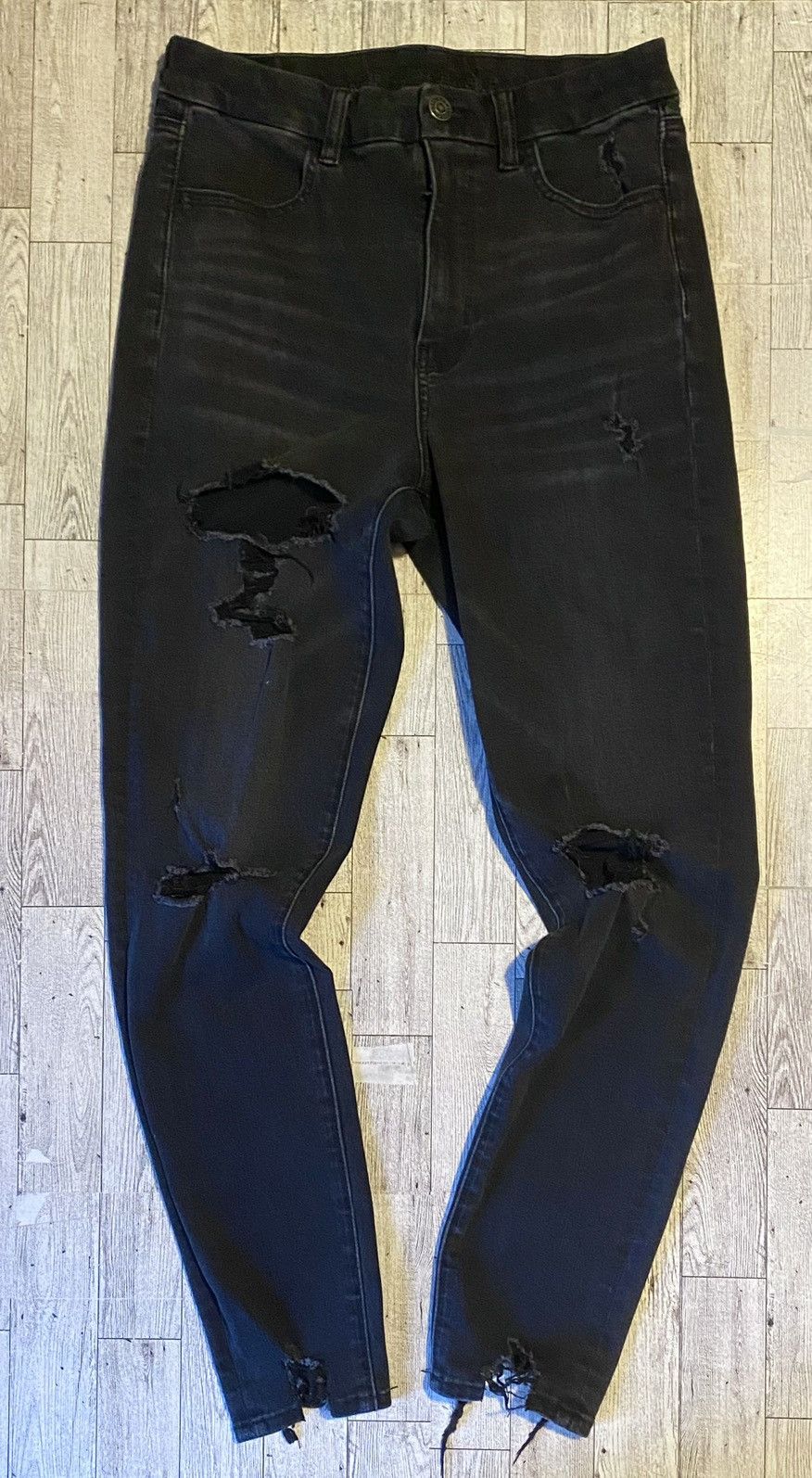 American Eagle Outfitters AEO, Black, Ultra Distressed, “Dream Jean” Skinny Jeans Size 30" / US 8 / IT 44 - 2 Thumbnail