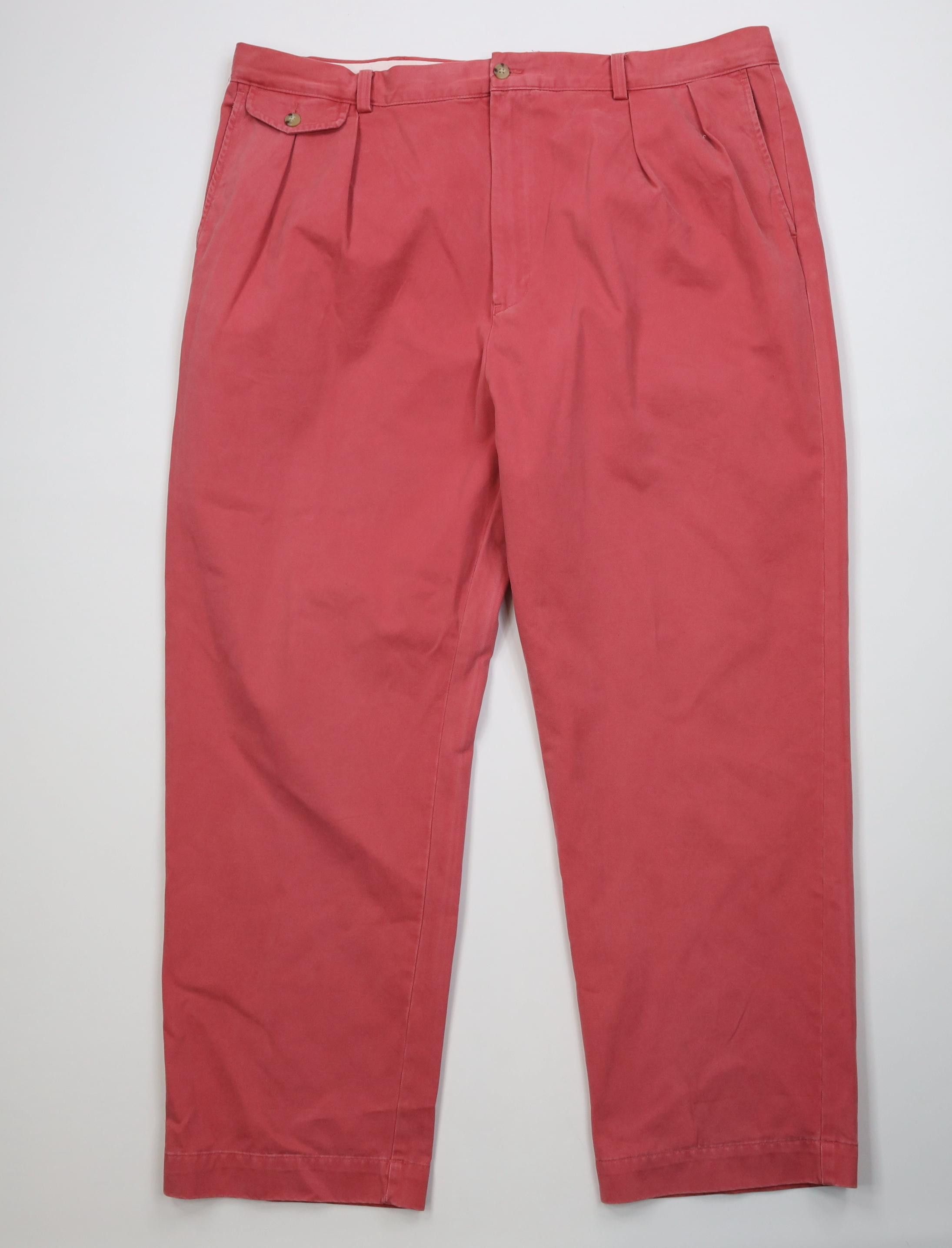 Polo Ralph Lauren Vintage Ralph Lauren Pleated Wide Leg Chino Pants Cotton Red Size US 42 / EU 58 - 1 Thumbnail