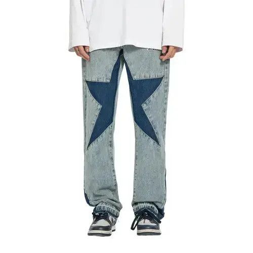 Japanese Brand × Jean STAR Embroidery Stacked Denim Jeans Size US 32 / EU 48 - 1 Thumbnail
