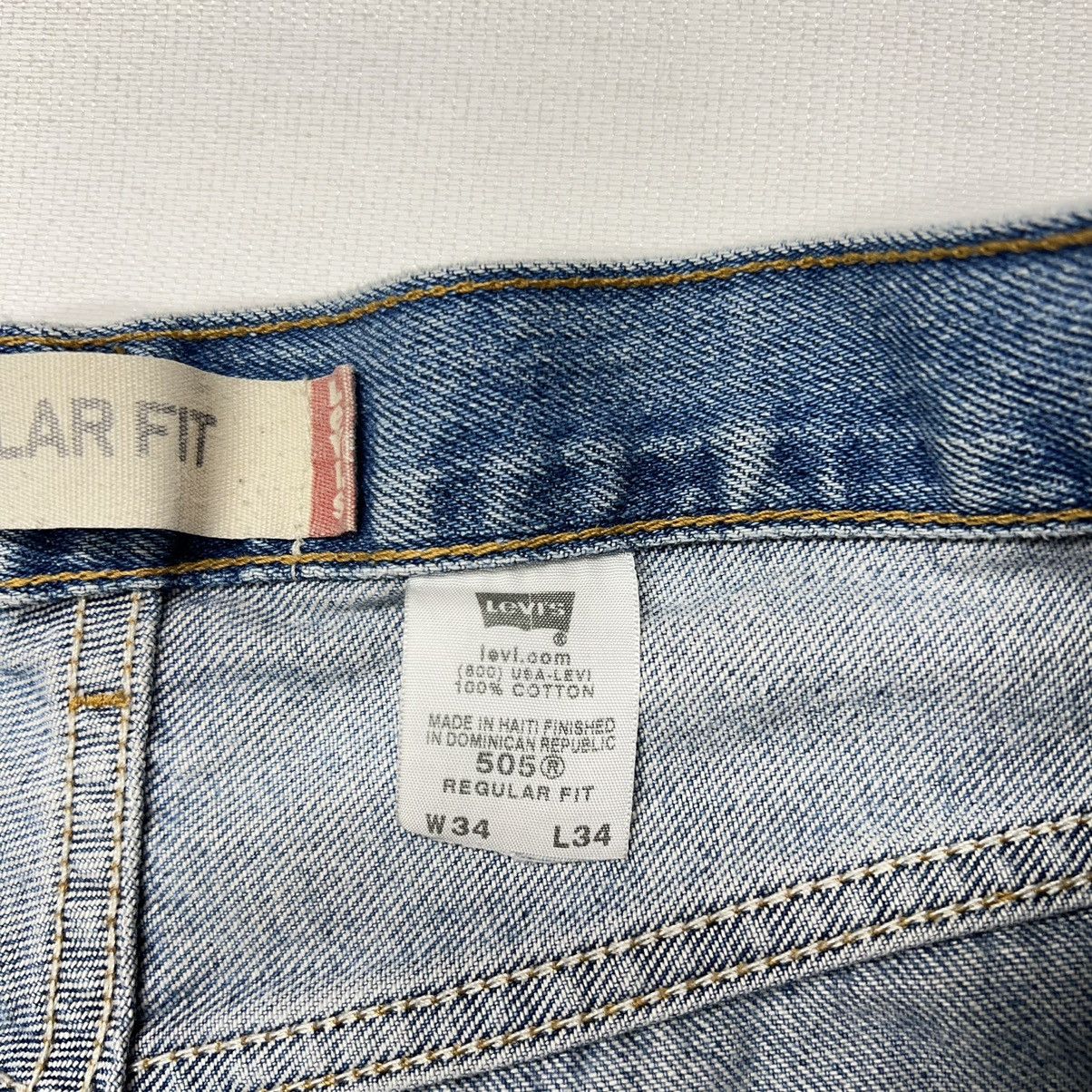 Levi's × Vintage Levis 505 Jeans Blue Straight Regular Fit Faded Denim Y2K Size US 34 / EU 50 - 9 Thumbnail