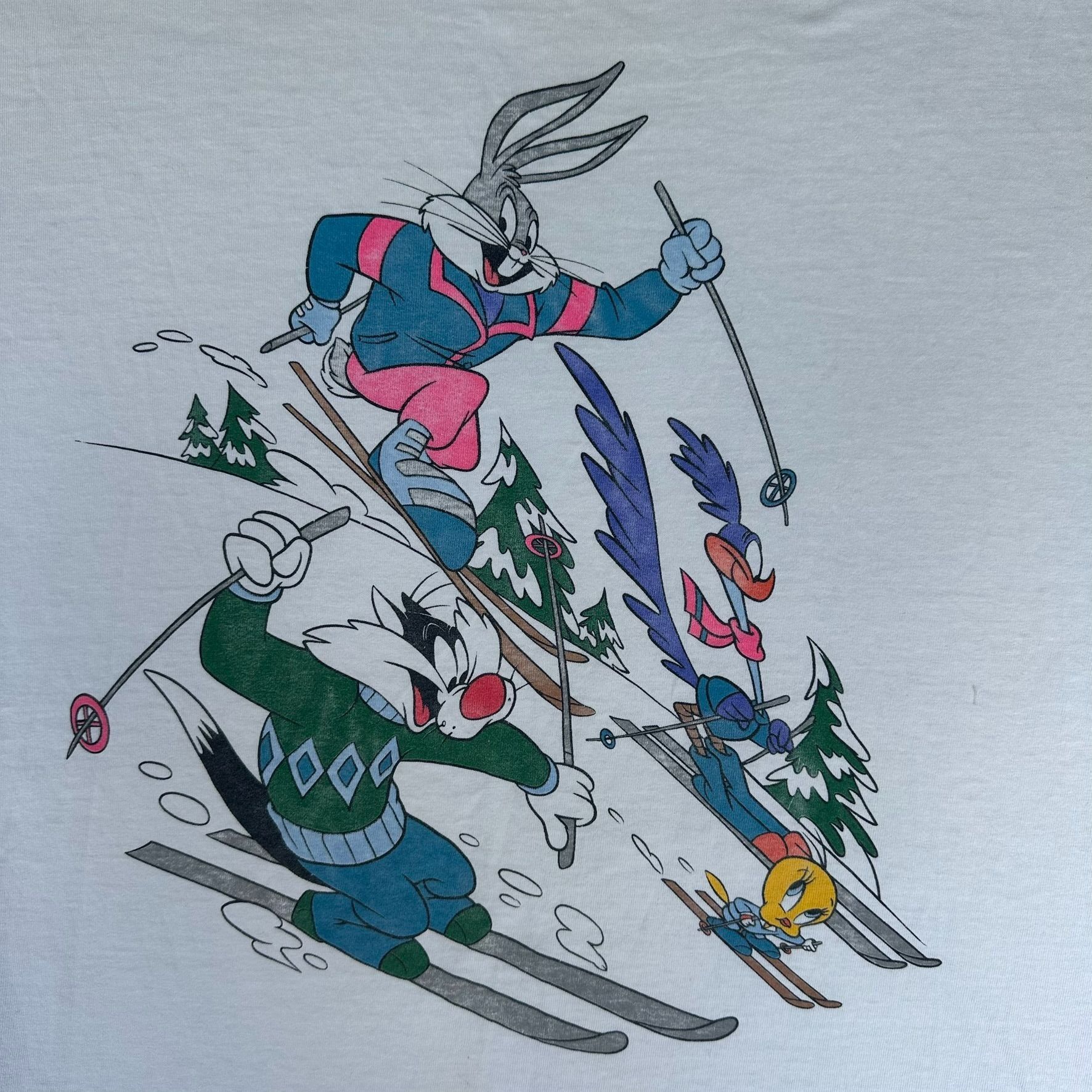 Vintage Vintage 90s Looney Tunes Skiing T-Shirt White XL Bugs Bunny Size US XL / EU 56 / 4 - 2 Thumbnail